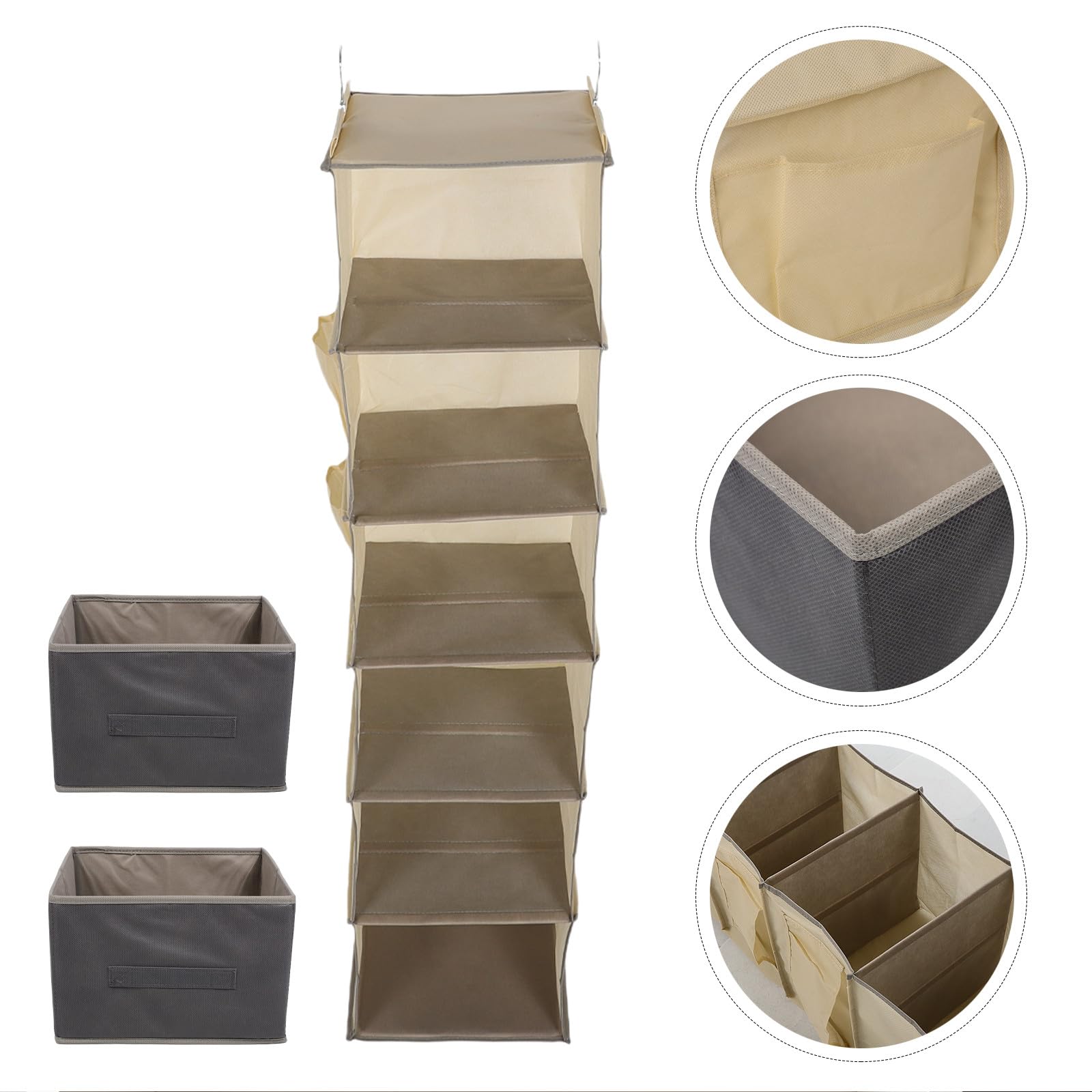 SOIMISS Organizador Colgante para de Espacio en Armarios y Mudanzas Beige 6 Niveles y Compartimentos Separados, Diseño Plegable para Armario de Tela No Tejida