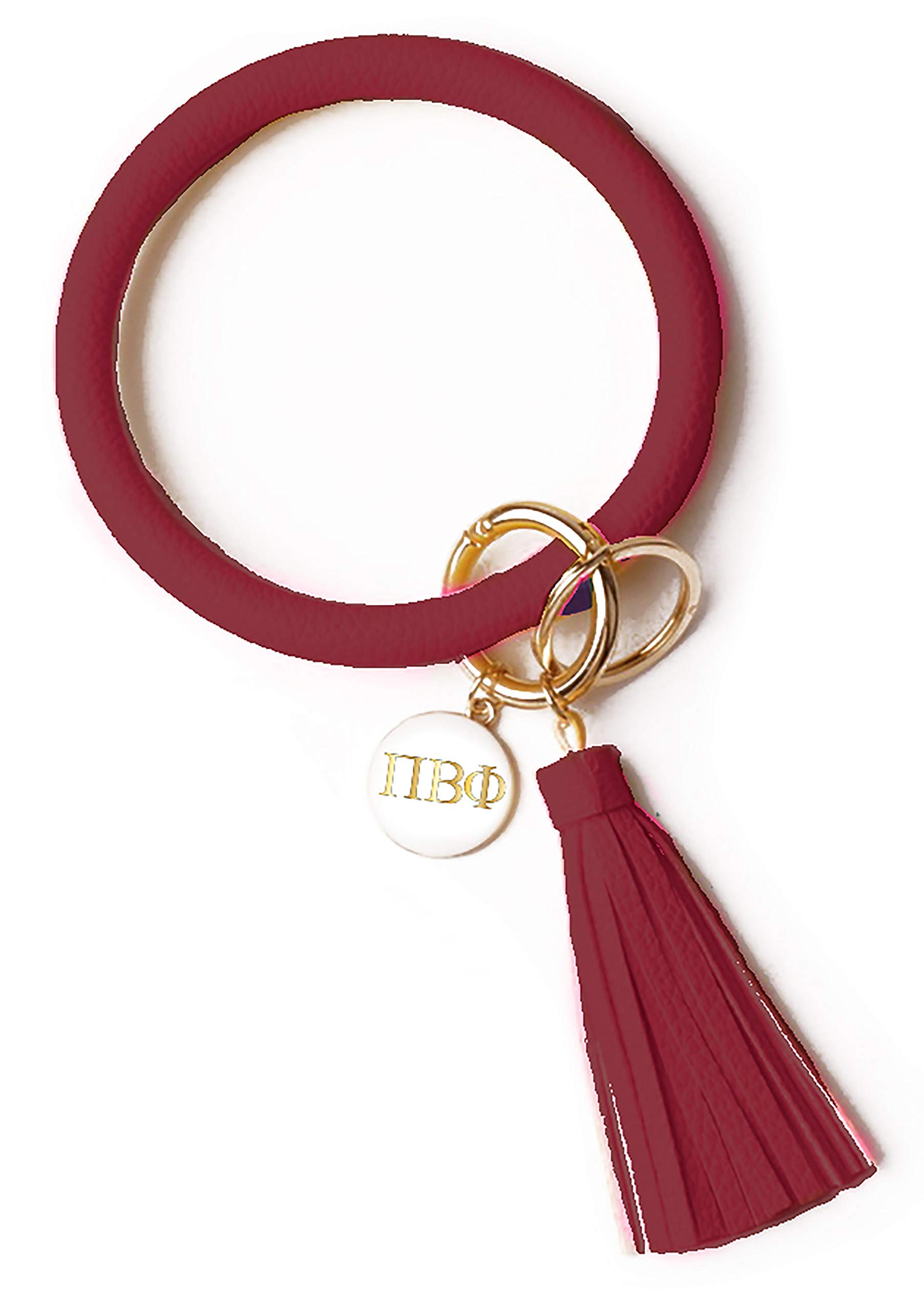 Sorority ShopPBP Bangle Keychain - Phi Beta Phi Burgundy Ring Keychain with Engraved Disc