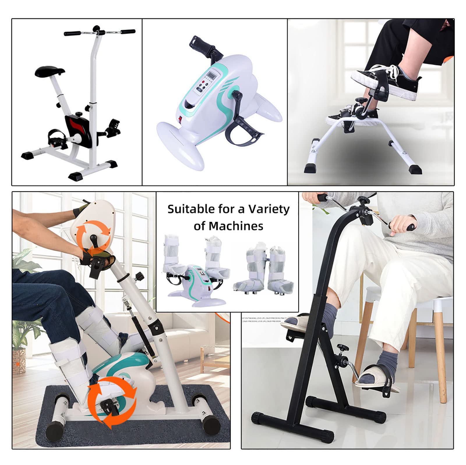 Soporte de soporte para piernas y tobillos para máquina de rehabilitación, soporte multifuncional para piernas/bicicleta de ejercicio especial para miembros inferiores fijos con cierre de velcro, pa