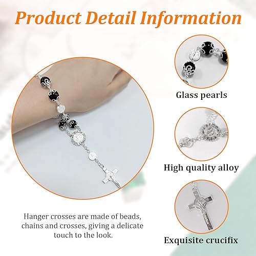 Miniatura 9 de 2 rosarios de automóvil para espejo retrovisor, decoración personalizada para colgar en el espejo retrovisor, colgante de rosario para espejo