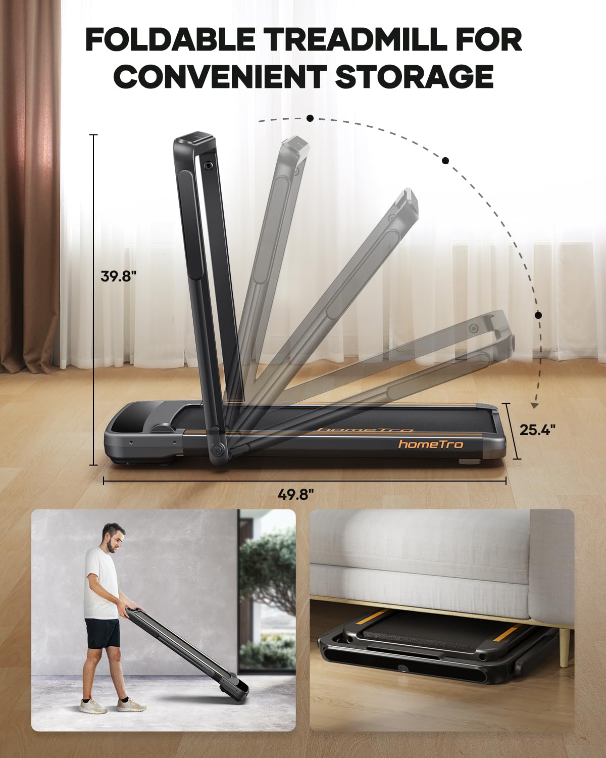 Test tapis de course pliable THERUN 2, 5 HP compact et performant