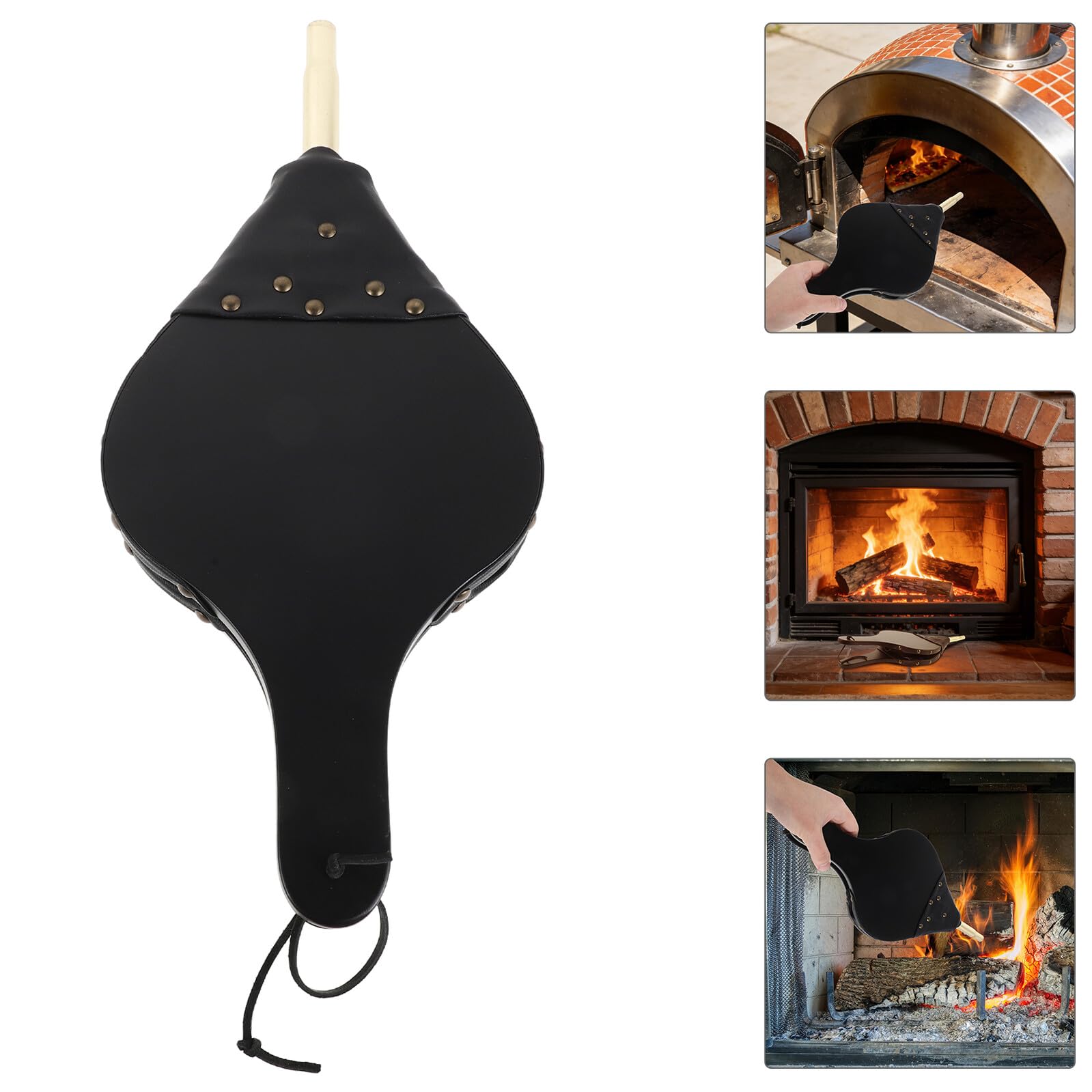 Toyvian Soffietto per Caminetto in Legno 38x17 Cm Soffiatore Manuale per Stufa a Legna e Barbecue Accessorio per Alimentazione Fuoco All’aperto e Campeggio