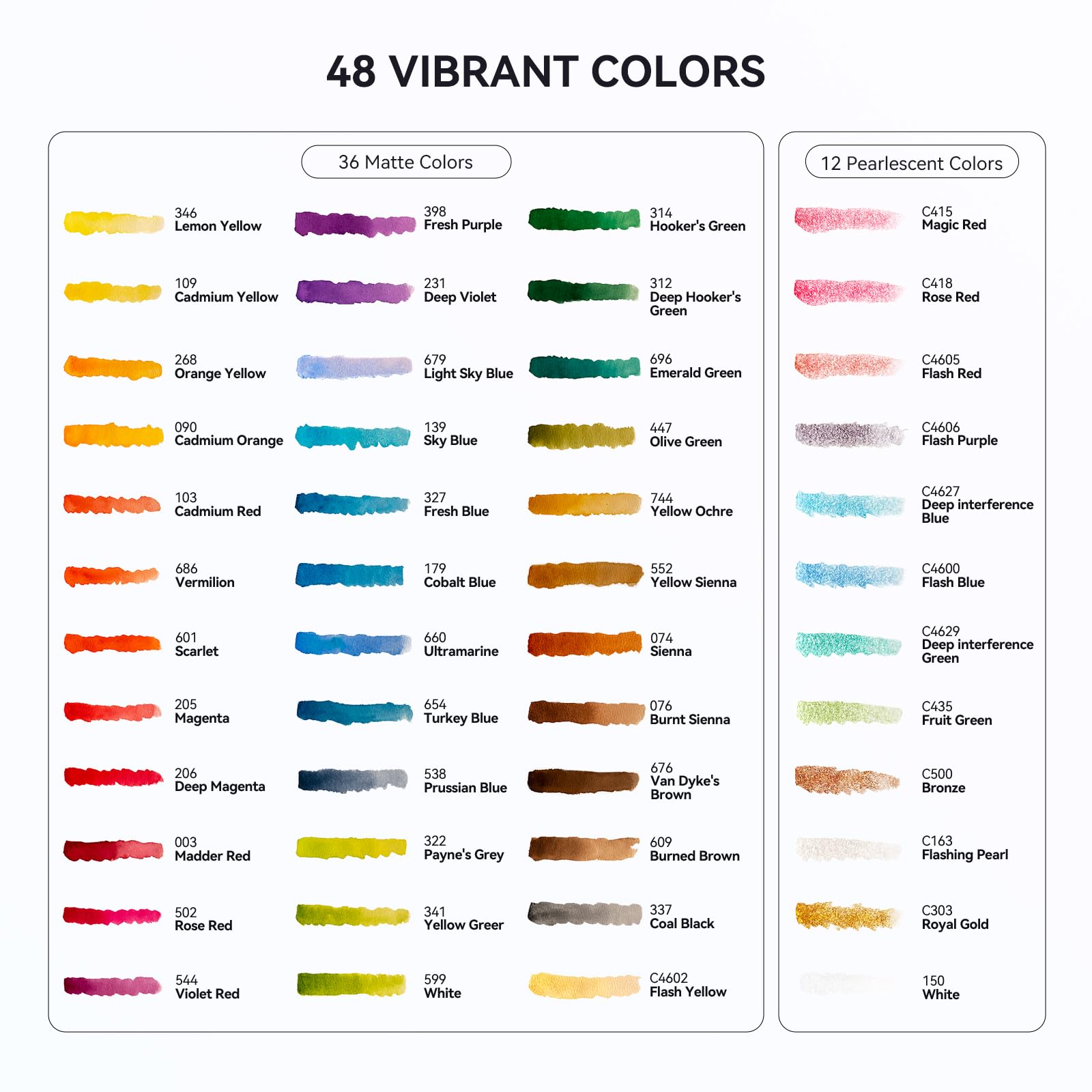 Set di pittura ad acquerello solido, 36+12 colori metallici con | Colori vivaci dei pigmenti/miscelazione liscia e facile