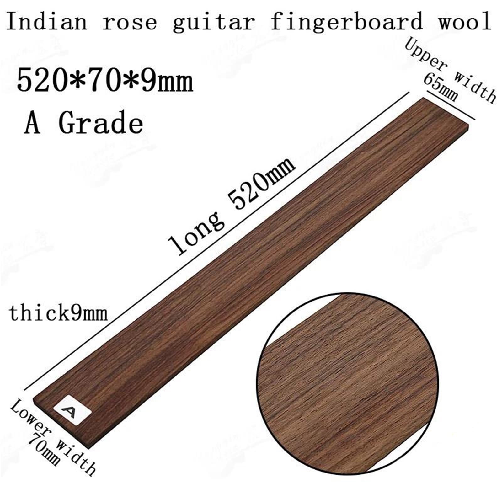 Unfinished Guitar FingerBoard, Guitar Neck Replacement Wood Guitar Fingerboard, for DIY Electric Acoustic Guitar Accessory (Rosea A 520)