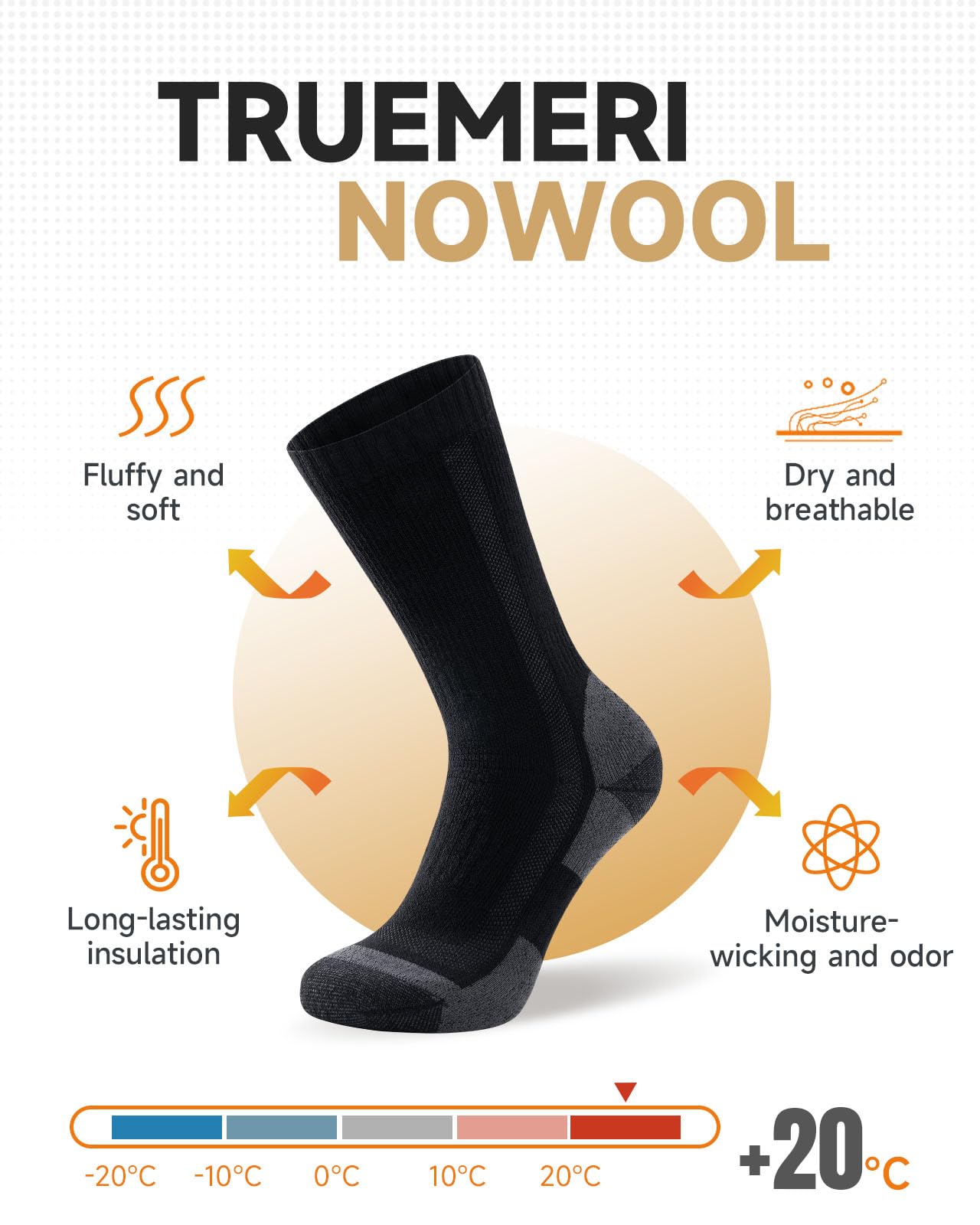 PULlOU Lot de 3 paires de chaussettes thermiques en laine mérinos pour homme et femme - Respirantes et confortables - Pour le travail, la randonnée, la course, la marche, le ski et les sports de plein