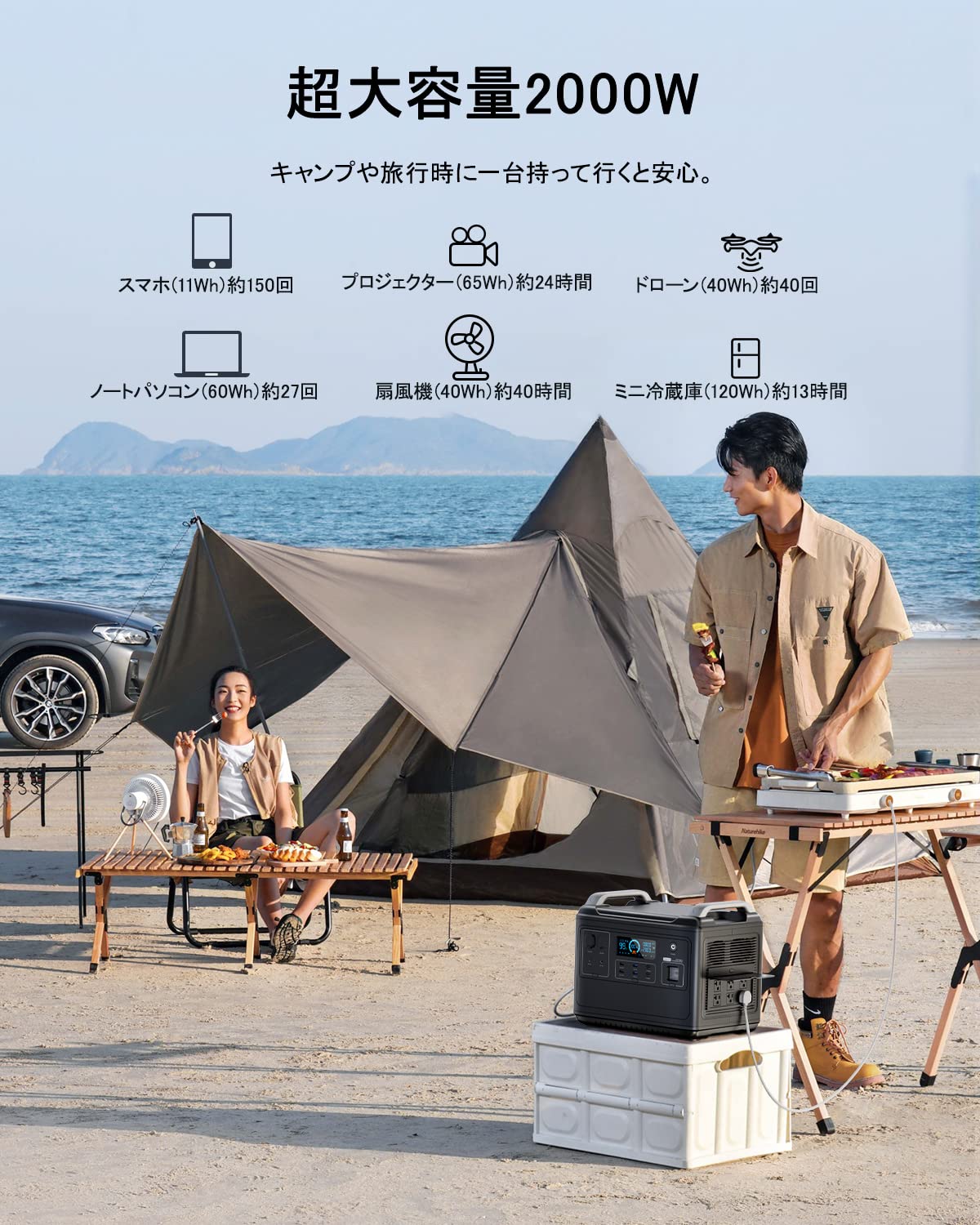 Amazon.co.jp: ESEPOWER ポータブル電源 大容量 2000 ポータブル 