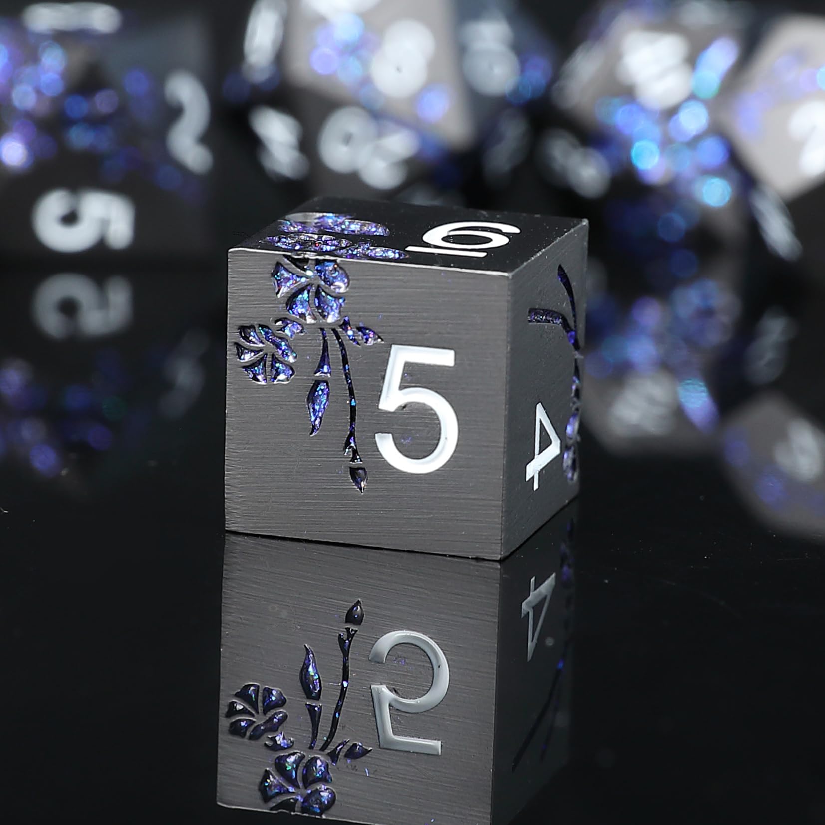 Elifel Metal DND Dice Set 7 PCS Flower Metallic Heavy Solid D&D Dice Set for Dungeons and Dragon TTRPG Tabletop Role Playing Game - Image 2
