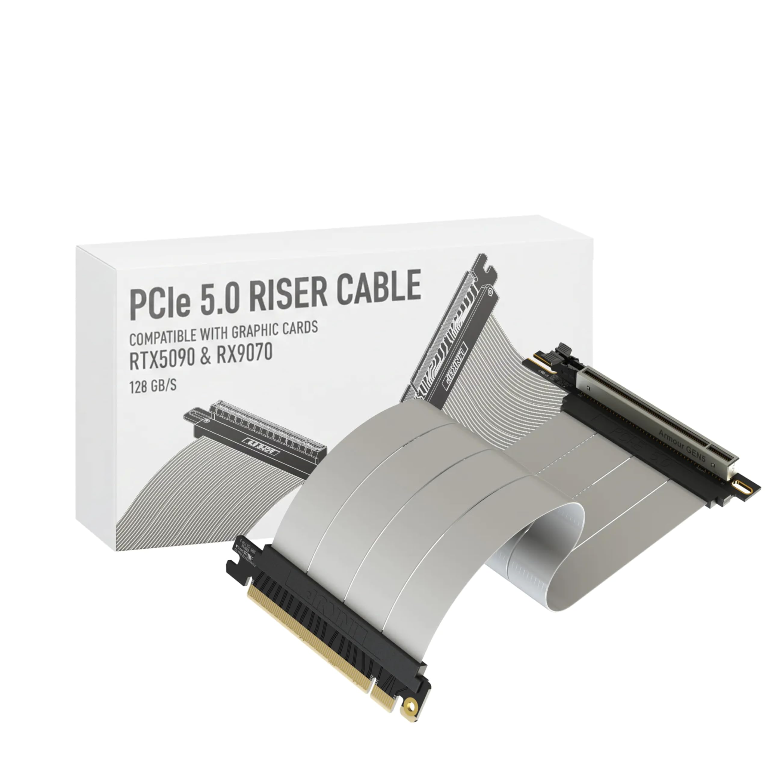 LINKUP PCIe 5.0 Riser Cable | Vertical GPU Mount | Right Angle, 25cm