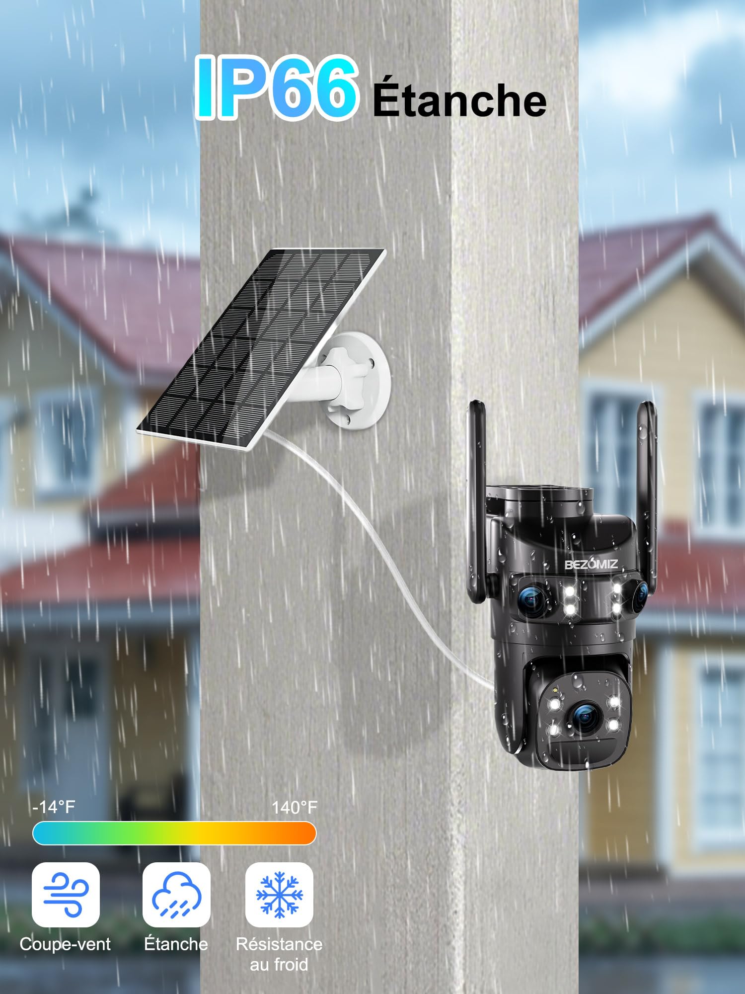 4G LTE telecamere di sorveglianza solare con scheda Sim,AOV 24/7,a triplo obiettivo,4K Rilevazione umana,360° PTZ Telecamera esterna,Monitoraggio automatico,Audio bidirezionale,IP66,Visione Notturna