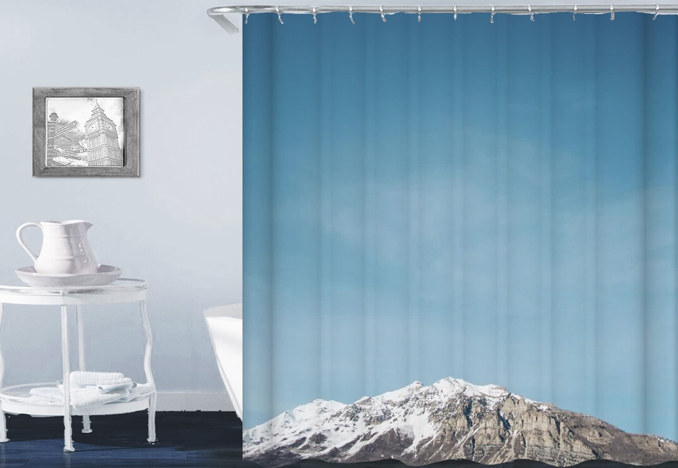 Rideau de douche anti-éclaboussures 180x200cm bleu pour éliminer l'eau sur le sol de la salle de bain