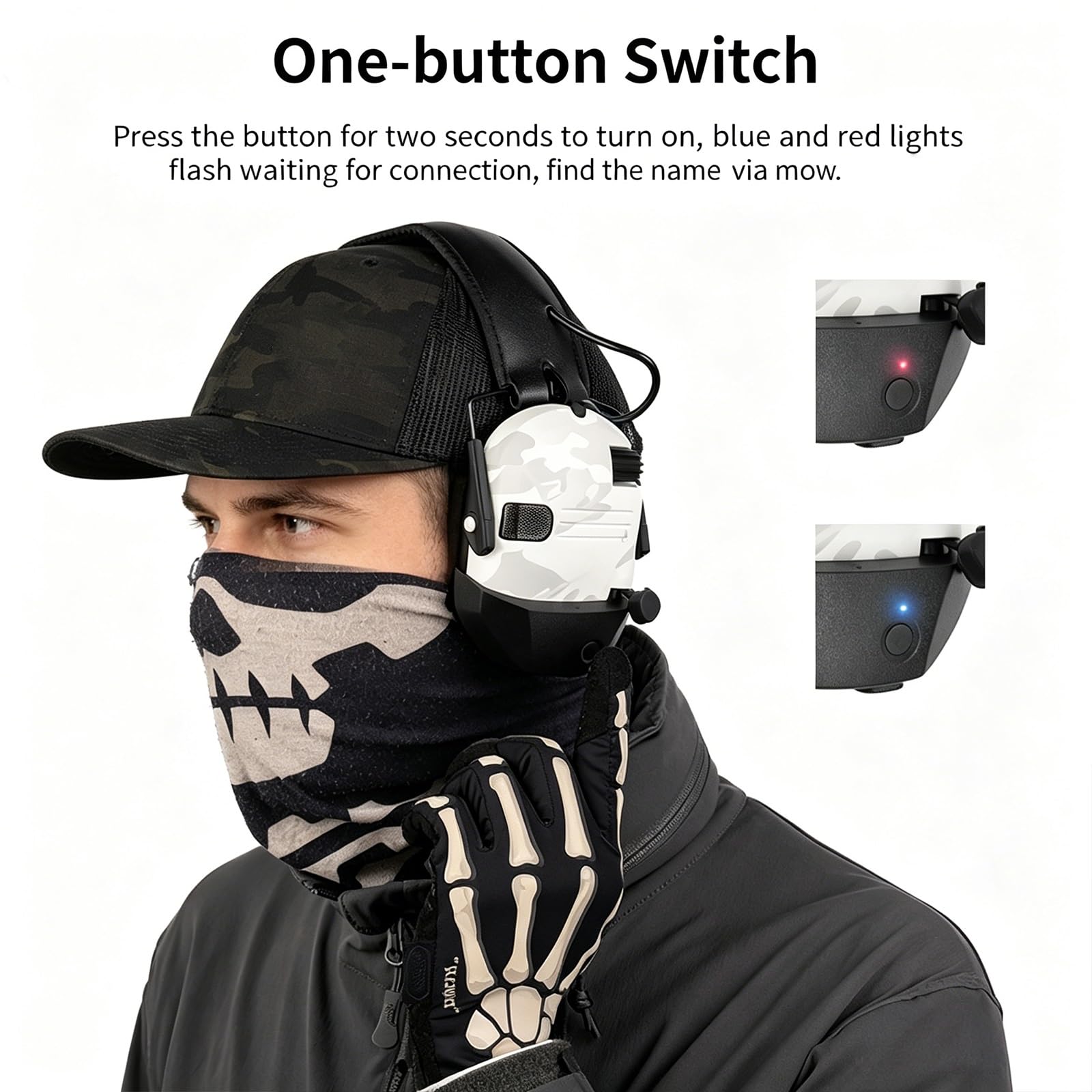 Generisch Elektronischer Gehörschutz für Schießen mit kabellosem Bluetooth-Adapter, Taktisches Headset mit Geräuschreduzierung für den Einsatz auf dem Schießstand(Pink)