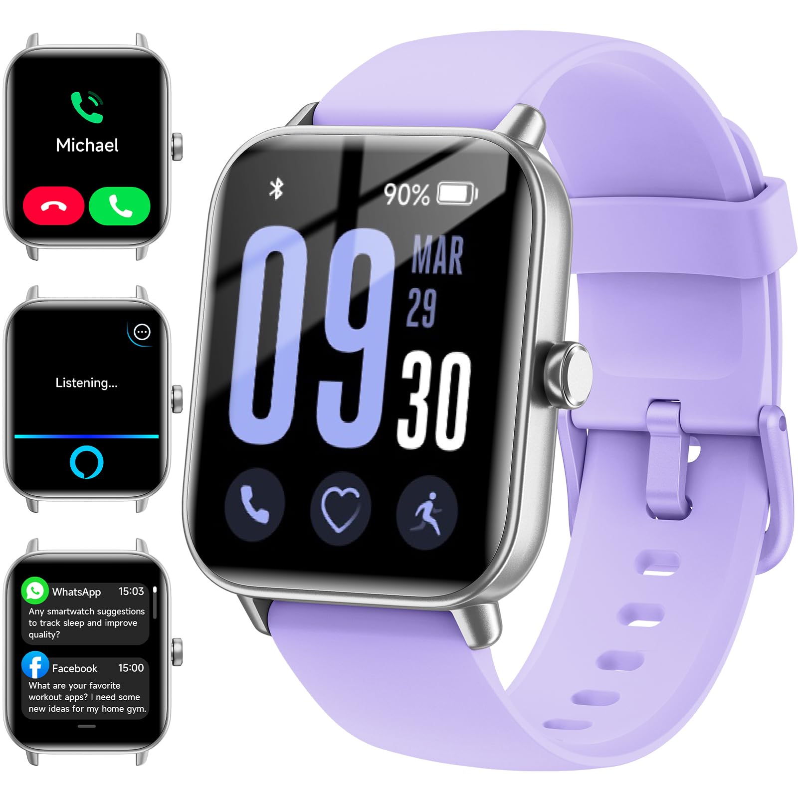 Smart Watches for Women/Men, 1.85" HD Alexa Built-in Smart Wacth for Android Phones/iPhones With SpO2 & Heart Rate Monitor, Sleep & Step Tracker, 120+