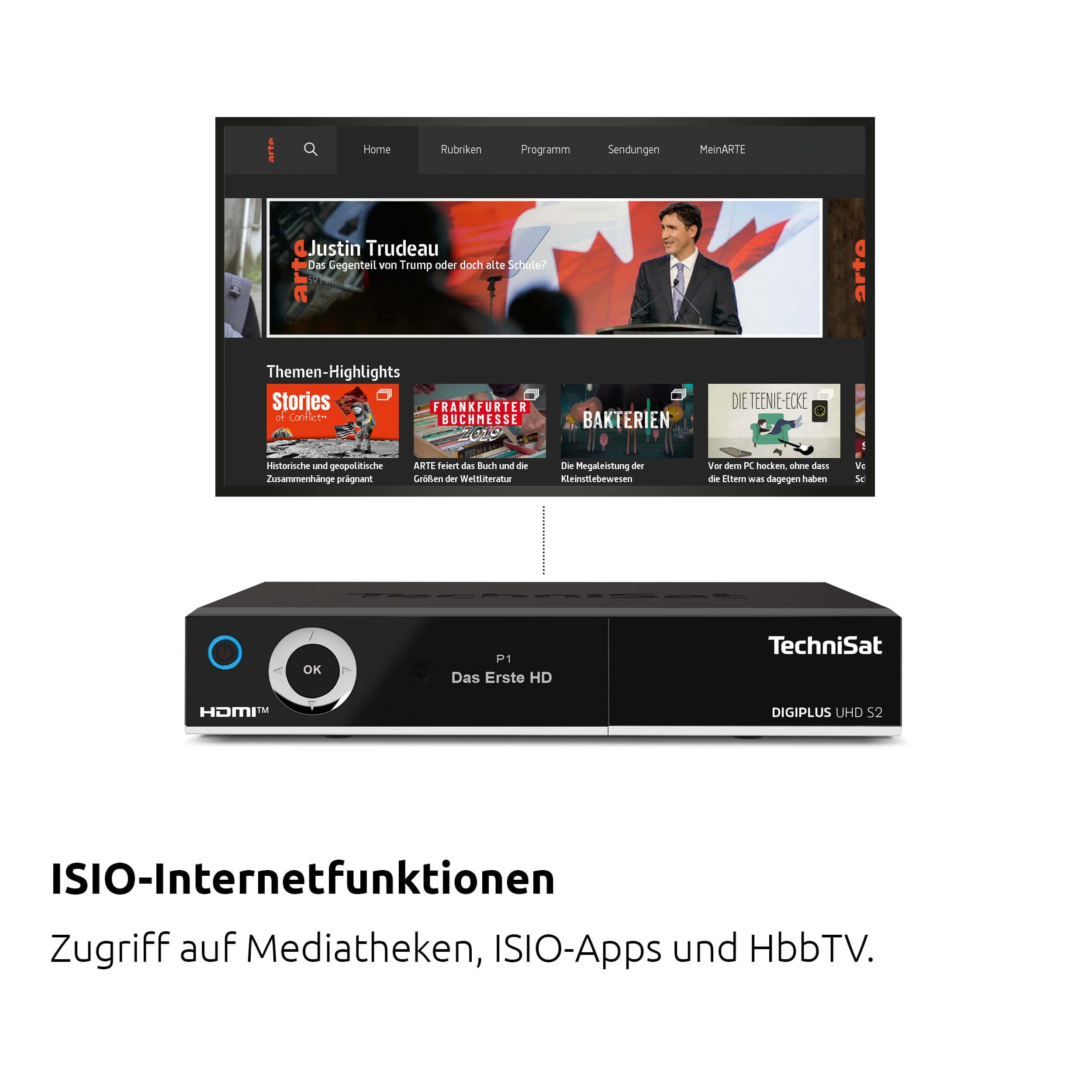 TechniSat DIGIPLUS UHD S2-4K Sat Receiver mit alphanumerischem Display und Twin Tuner (DVB-S/DVB-S2, HEVC, H.265, PVR Aufnahmefunktion, WLAN, LAN, CI+, USB, OLED) schwarz