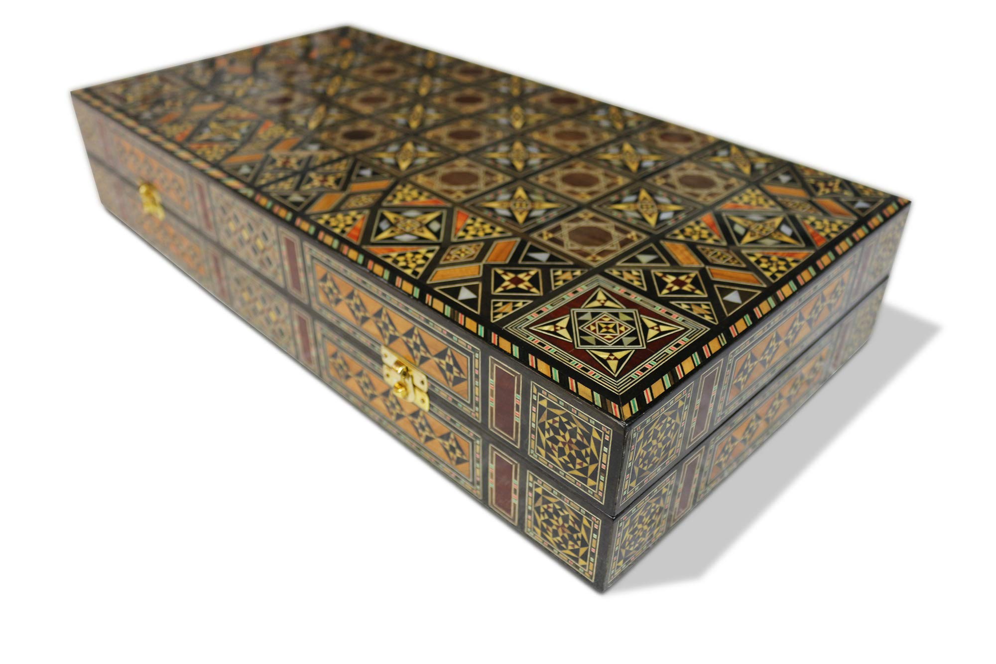 Elessar 50 x 50 cm Backgammon in Legno Tavla / Gioco di scacchi/DAMA, Tavla, Artigianato Originale intarsiato a mano, Tavola BK 50 con 30 pietre di Backgammon in legno
