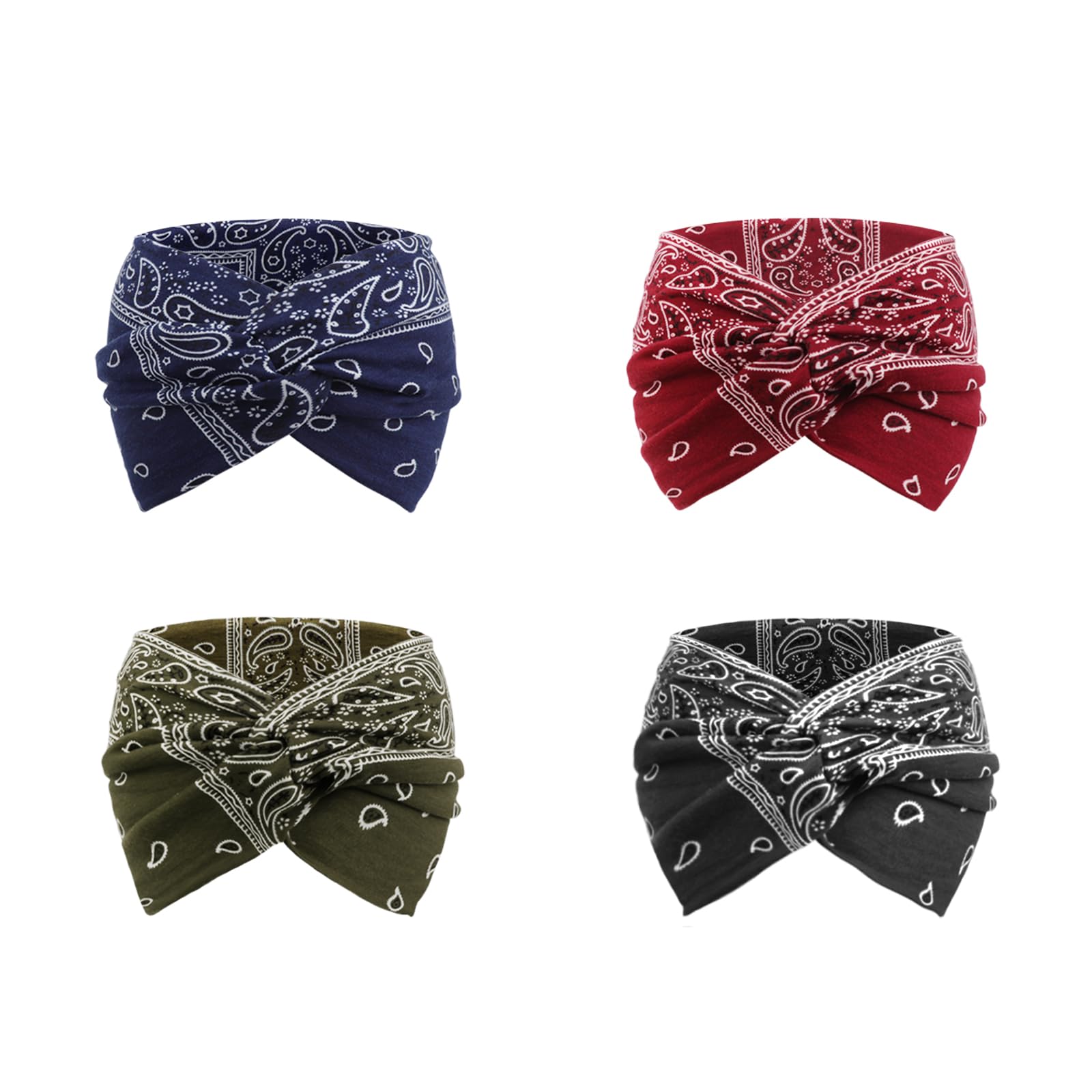 DRESHOW 4 Piezas Diadema Para Mujer Turbante Bohemia Elástico Cinta Banda para El Cabello Diadema Accesorios Para El Cabello