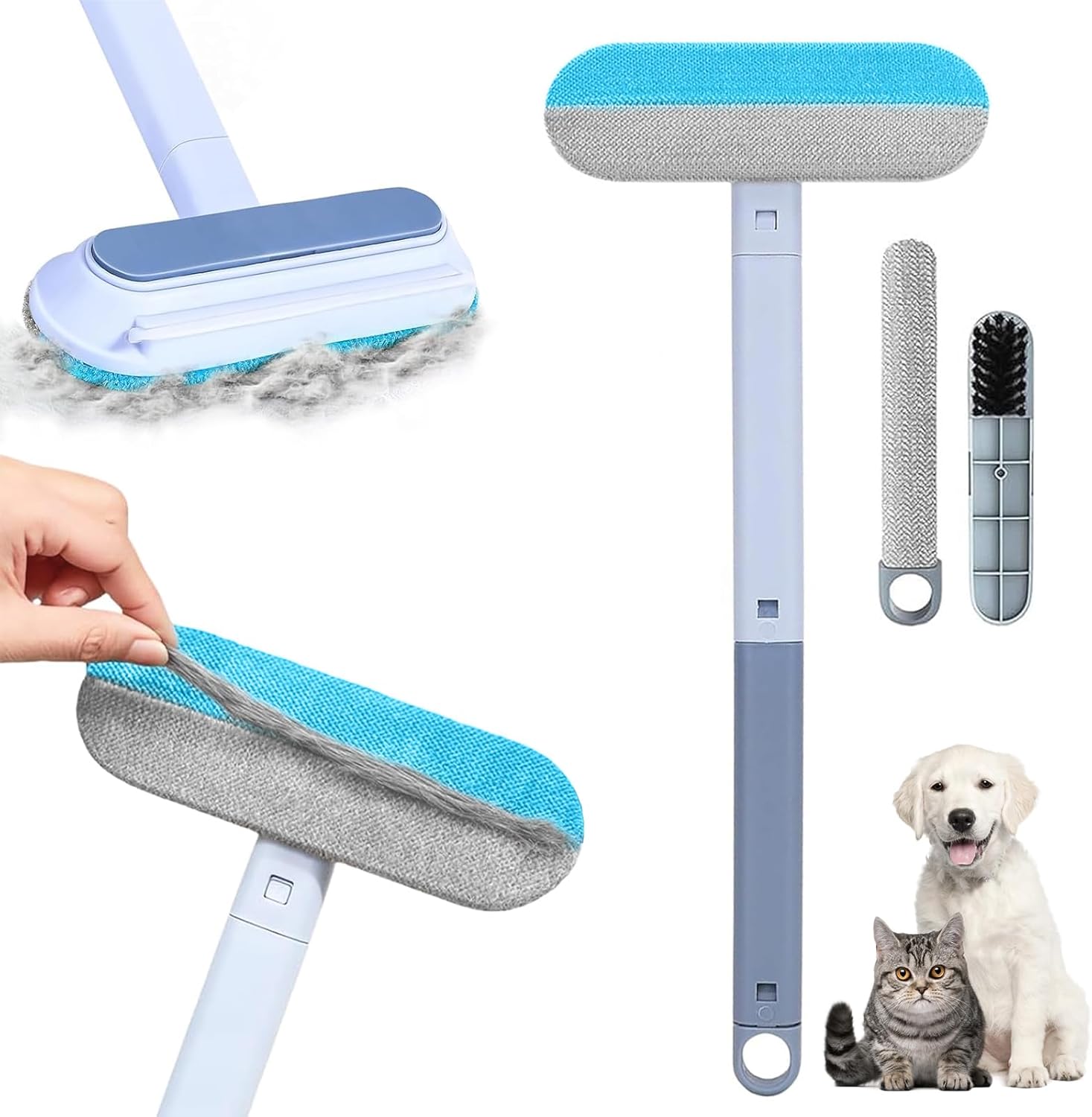 Pet Hair Remover 4 in 1- Reusable Long Handle Dog Hair Remover Brush, Washable Lint Cleaner for Dog and Cat Hair, Gentle on Furniture, Multifunctional Hair Removal Brush, 2 Pcs Carpet Scraper Pet Hair Remover 4 in 1- Reusable Long Handle Dog Hair Remover Brush, Washable Lint Cleaner for Dog and Cat Hair, Gentle on Furniture, Multifunctional Hair Removal Brush, 2 Pcs Carpet Scraper