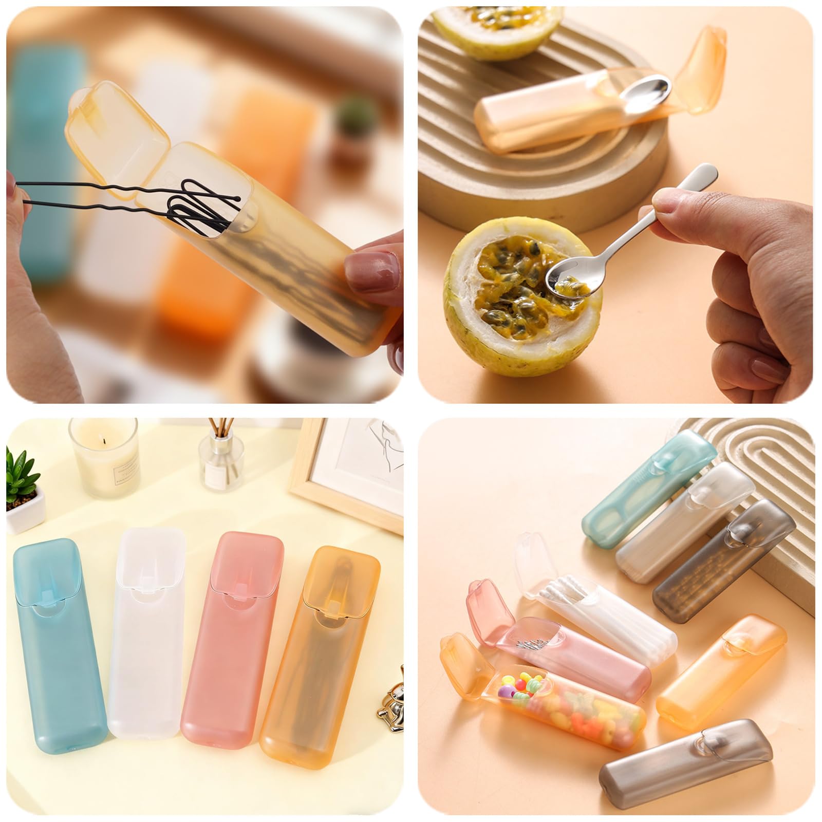 MANJIAMEI 6 Pièces Mini Porte-Cure-Dents Translucide Portable Format de Poche Distributeur à Fil Dentaire Multifonction