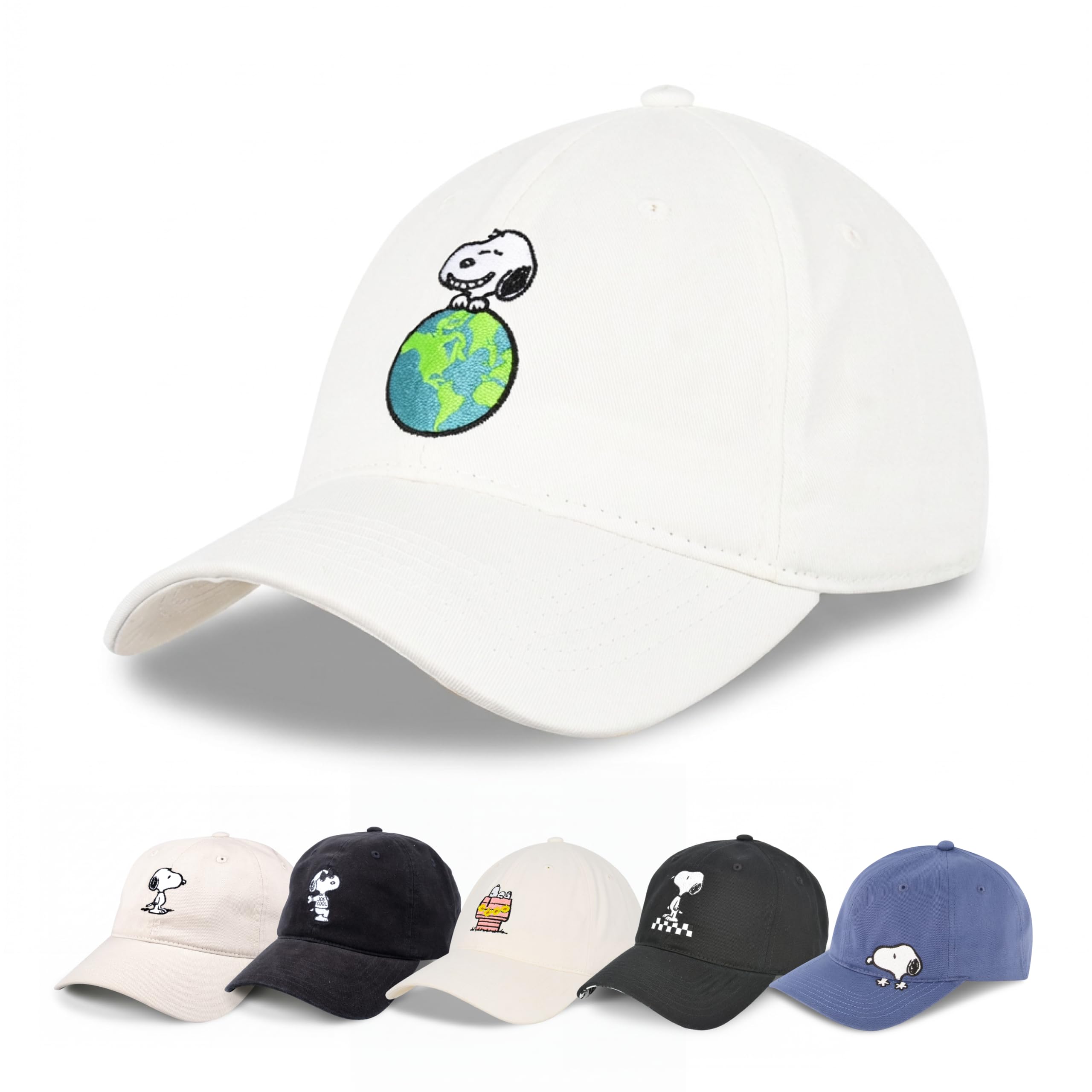 Concept One Unisex's Peanuts Snoopy Dad Hat, Adult Baseball Cap with Curved Brim, White, One Size