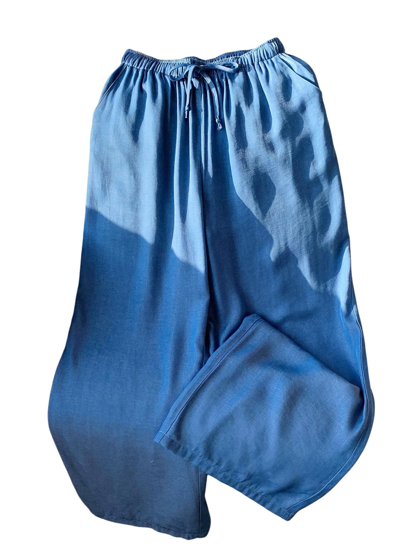 Floerns Womens Elastic Waist Wide Leg Pants Drawstring Lounge Trousers with Pockets
