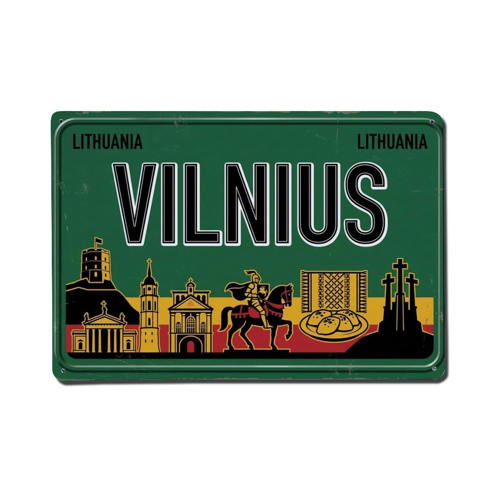 Cxhjca 8X12inch(20X30cm) Vintage Travel Vilnius Lithuania Cathedral Gate Metal Tin Sign