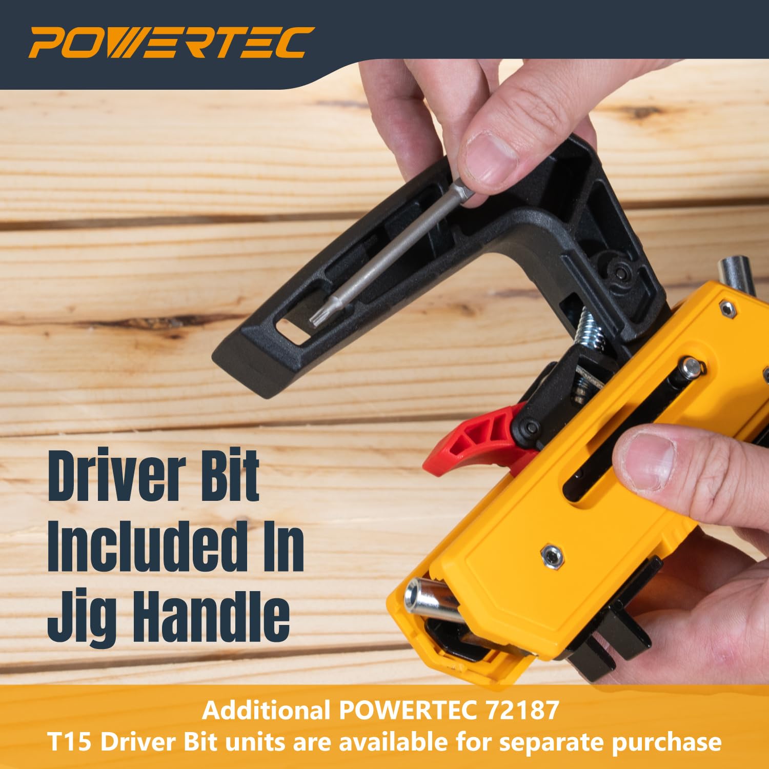 POWERTEC Gabarit de vis de terrasse avec 3 options d'espacement des planches et embout Torx T15, outil de fixation cachée pour terrasse en bois et composite (72184)
