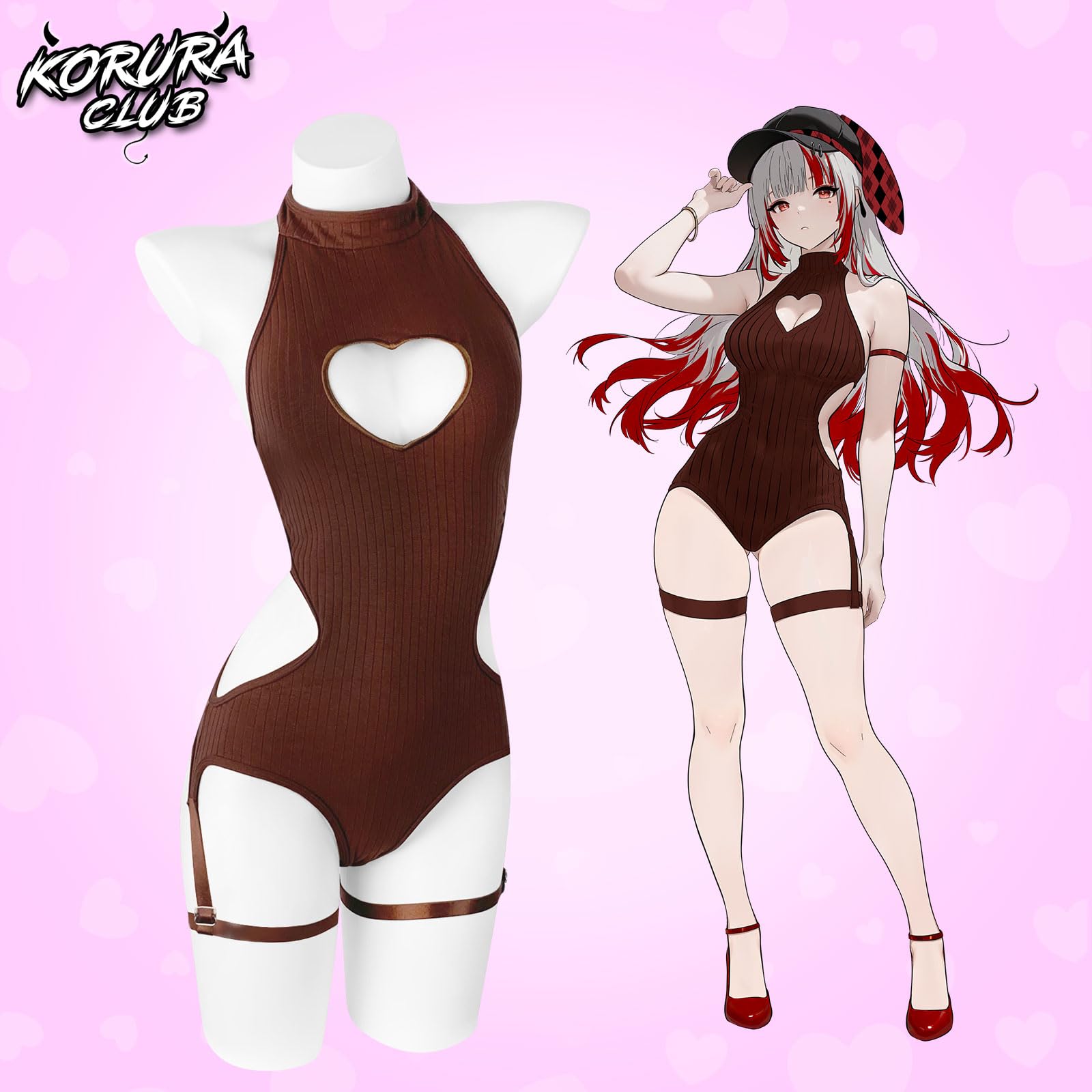 KORURACLUB Body Sexy da Donna Senza Schiena Hollow Body nero Sexy Vestito da Club Rave Costume Cosplay Lingerie