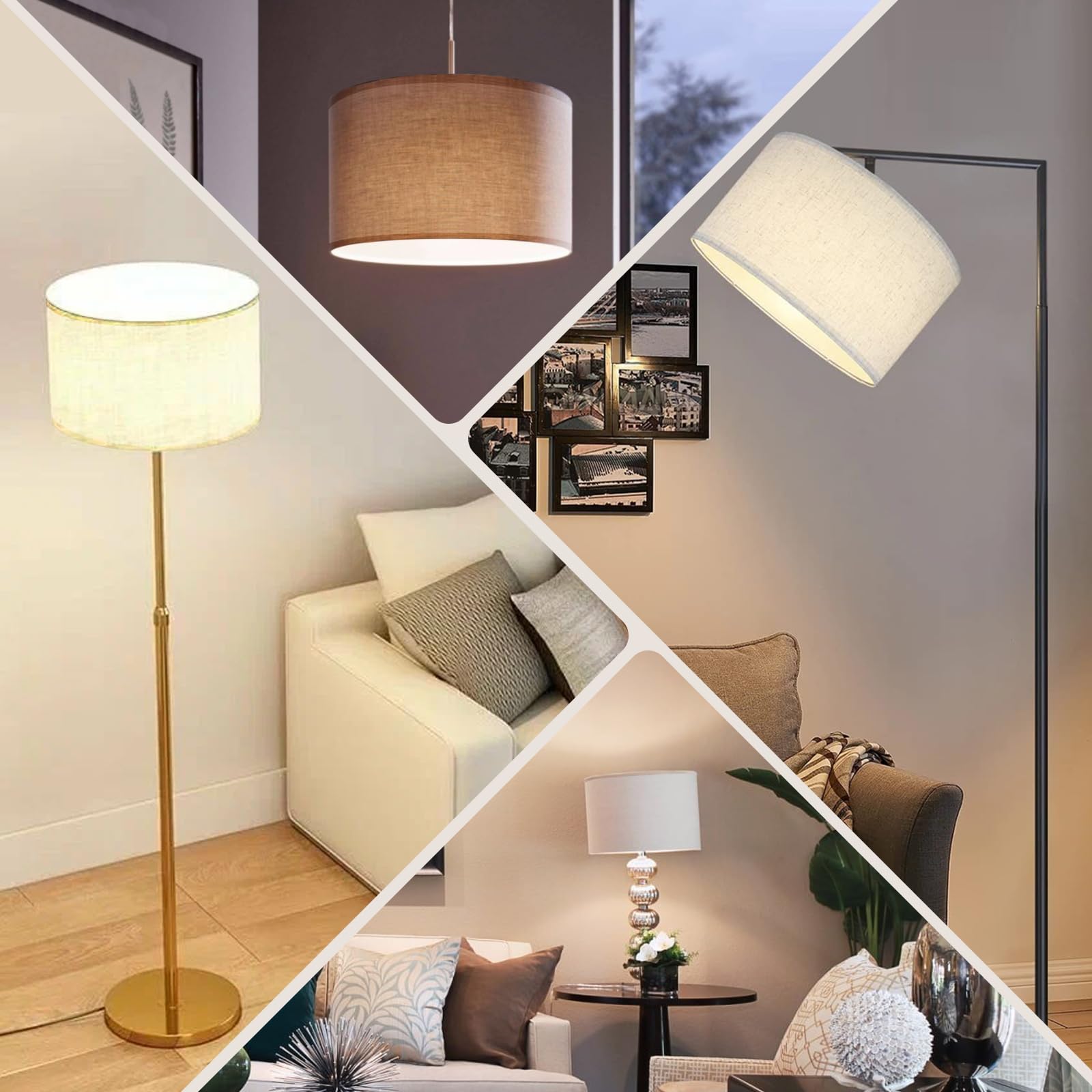 EFUTURETIME Klosz do lampy z tkaniny H20 X Ø 30cm, klosz bębnowy pasujący do opraw E14/E27, do lampy stojącej, sufitowej, wiszącej, ścienny, lampki nocnej, stołowej, beżowy