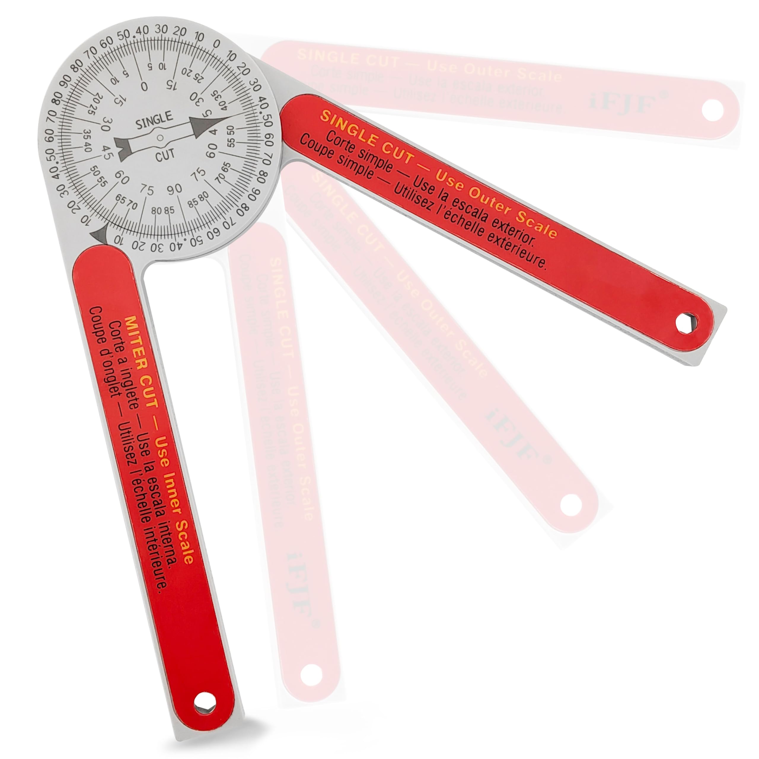 Miter Saw Protractor Replacement for #505P-7 Angle Finder Featuring Precision Laser-Inside & Outside Miter Angle Finder Protractor for All Building Trades, Plumbers, Carpenters Plastic （Red）