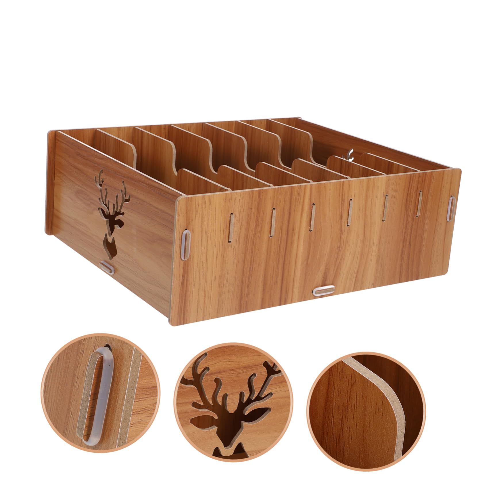 VILLCASE Organizador de Escritorio de Madera Marrón Compartimentos