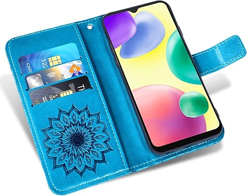 Miniatura 2 de Asuwish Funda de teléfono para Xiaomi Redmi 10A9C con protector de pantalla de vidrio templado de piel de girasol, funda delgada con tapa abatible,