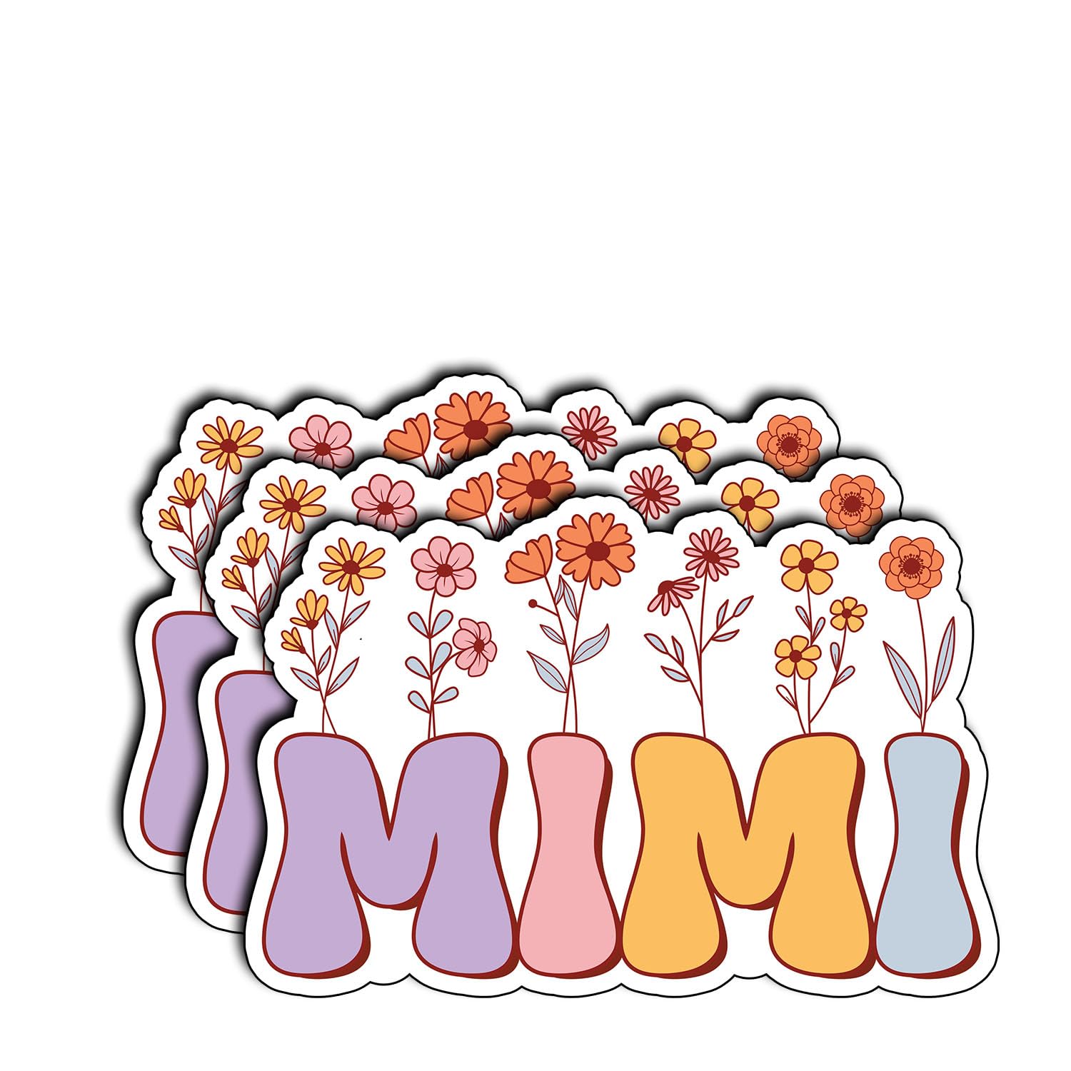 Photo 1 of (3Pcs) Mimi Floral Sticker Funny Aesthetic Vinyl Waterproof Decal for Laptop Water Bottle Scrapbook Journal Phone Gifts for Grandma Grandkids Appreciation Mother Day Birthday Christmas (3x2)