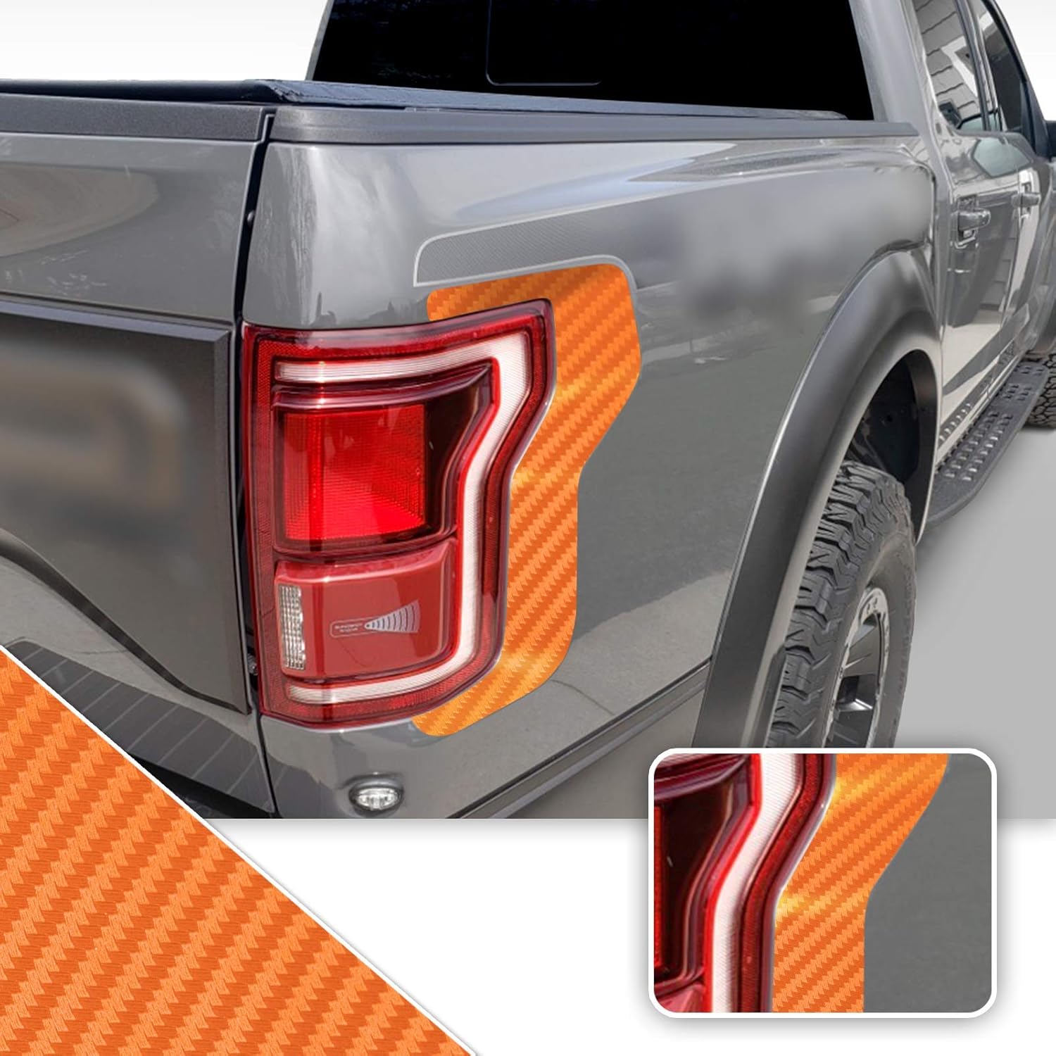 Headliight Accent Vinyl Graphic Overlay Wrap Kit Compatible with Ford F-150 Raptor 2018 2019 2020 - Carbon Fiber Red