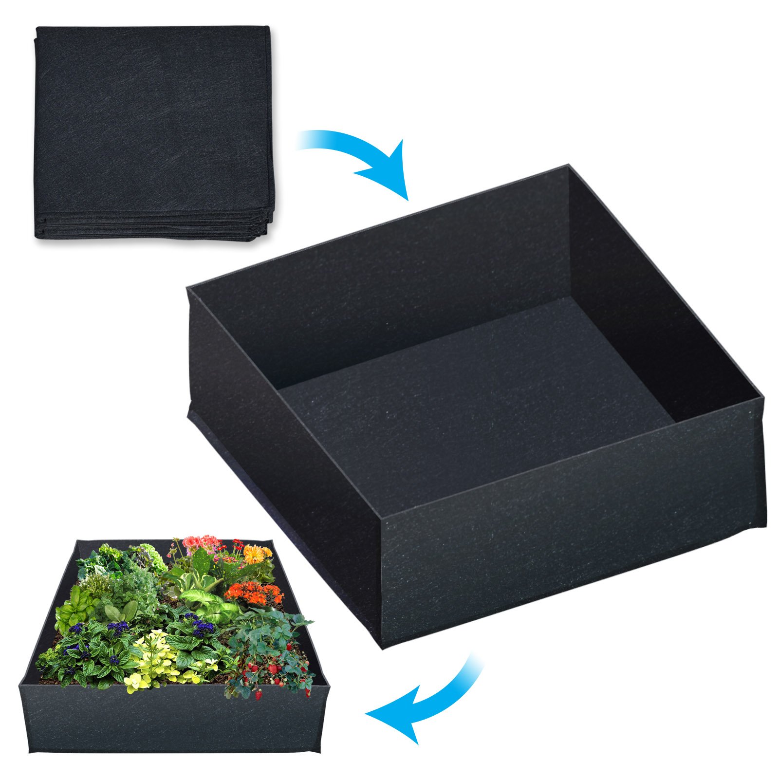 BenefitUSA Fabric Raised Planting Bed Garden Grow Bags Herb Flower Vegetable Plants Bed Rectangle Planter (36