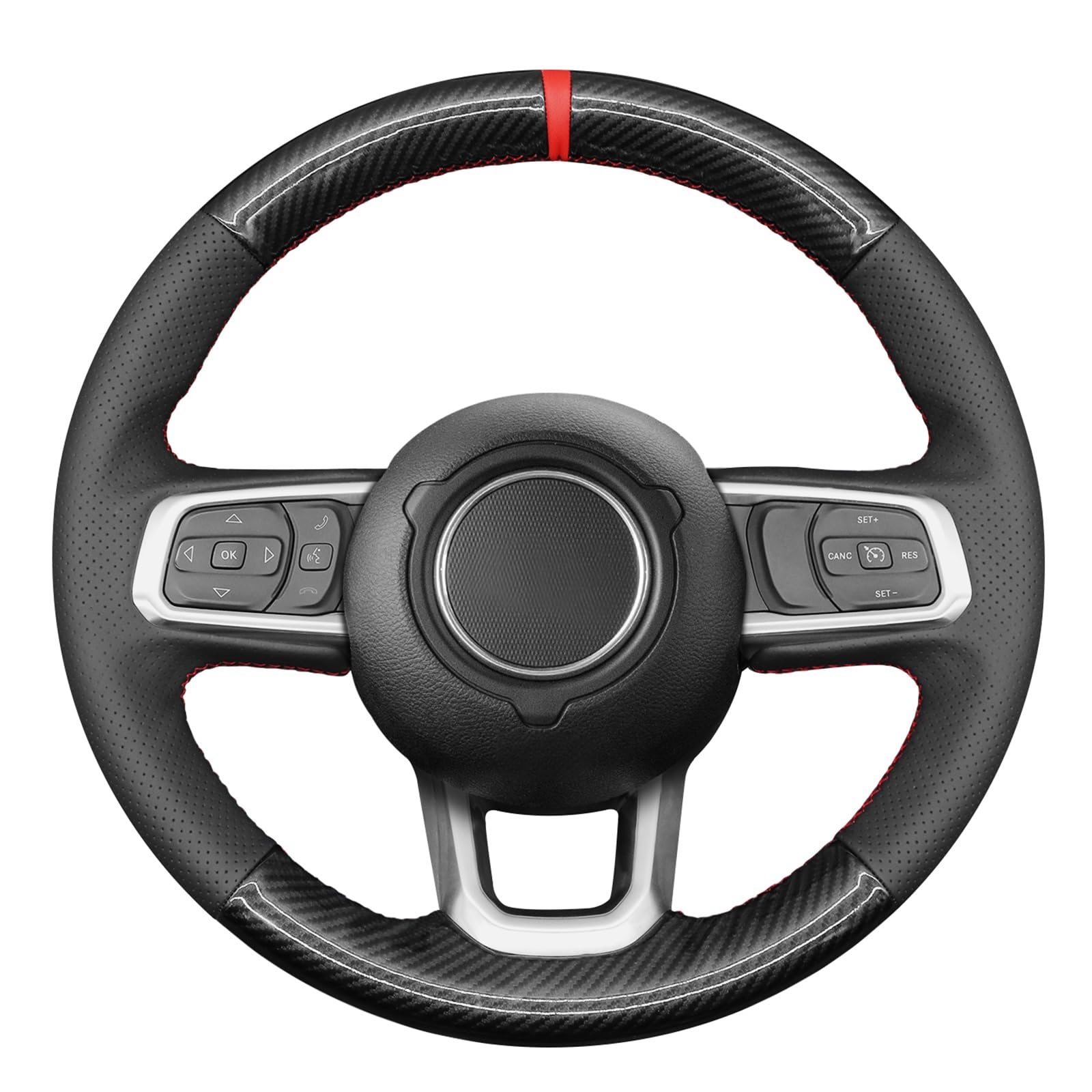 MEWANT Hand Stitch Customized Car Steering Wheel Cover Wrap for Jeep Gladiator (JT) 2020-2024 / Wrangler (JL) 2019-2024 / Wrangler Unlimited 2018-2023