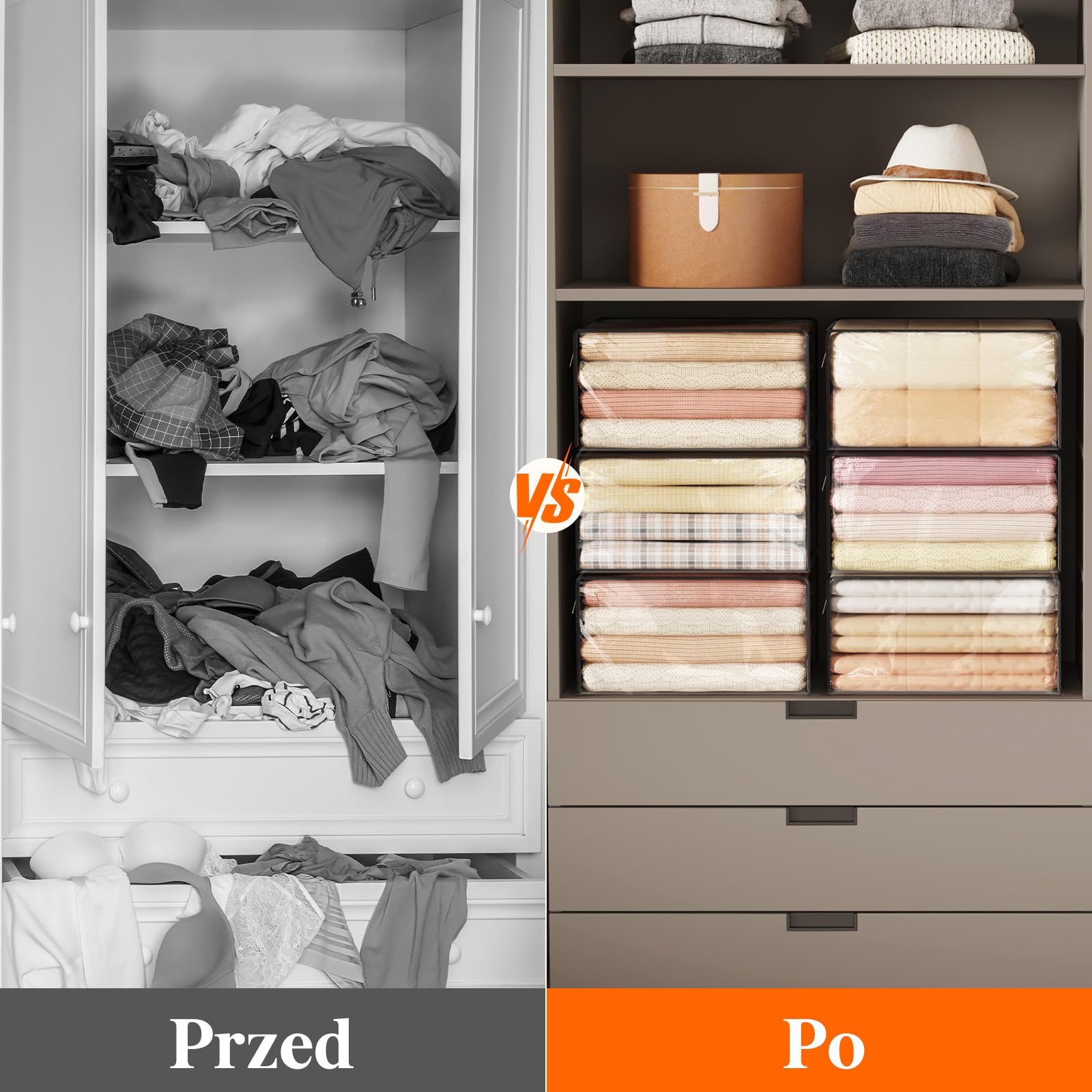 Lifewit 3 przezroczyste worek do przechowywania ubrań, plastikowe worki z zamkiem, 36 l