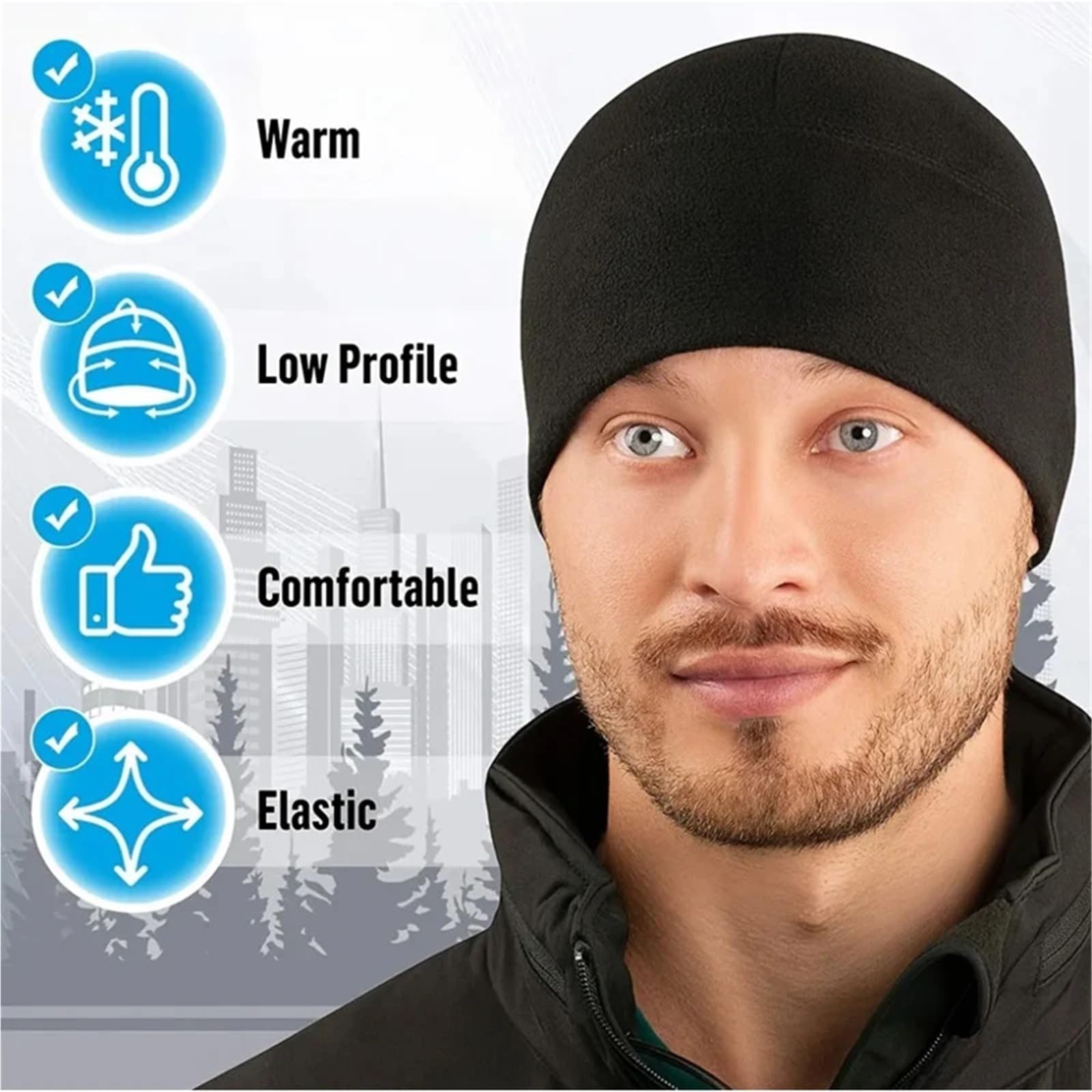2 pezzi cappelli invernali caldi for uomo donna berretti termici da ciclismo antivento sport all'aria aperta a prova di freddo sci escursionismo cappello caldo per Ciclismo(Grass Green)