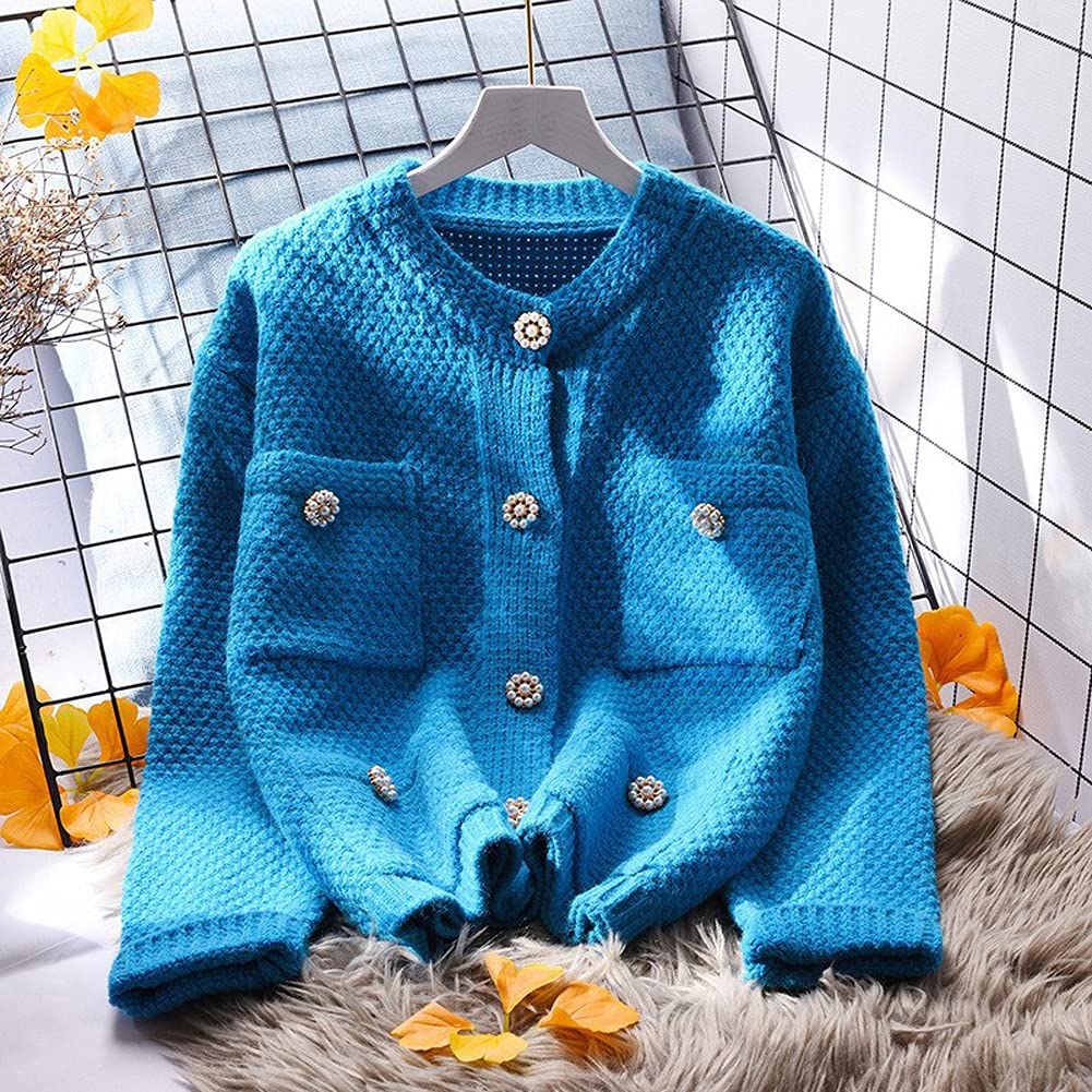 Cárdigan Suéter Chaqueta de Punto Cárdigans Exteriores Sueltos Suéter Abrigo Mujer Cárdigan Rosa (Color : Beige, Tamaño : Talla única.) (Azul. Talla única.)