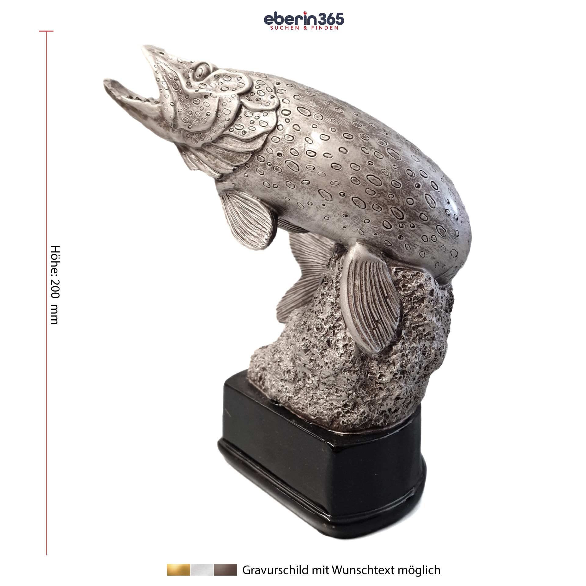 Eberin Angel Pokal Mit Gravur - 22 Cm Resin-Trophäe Für Angelerfolge & Geschenke