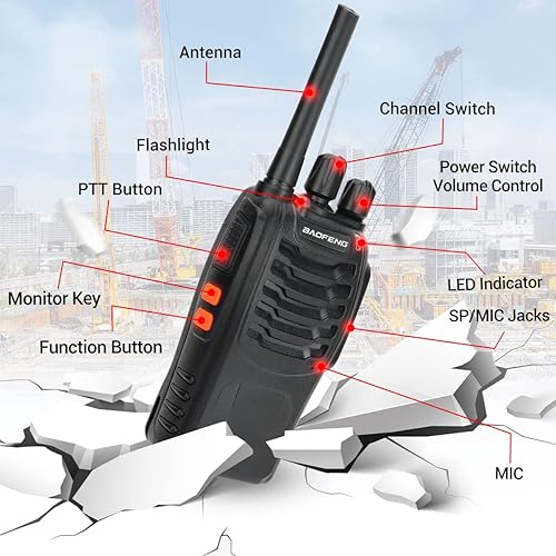 Vista 3 de Walkie Talkies para adultos de largo alcance recargable walkie talkie con auriculares, radios de 2 vías UHF transceptor de mano Walky Talky