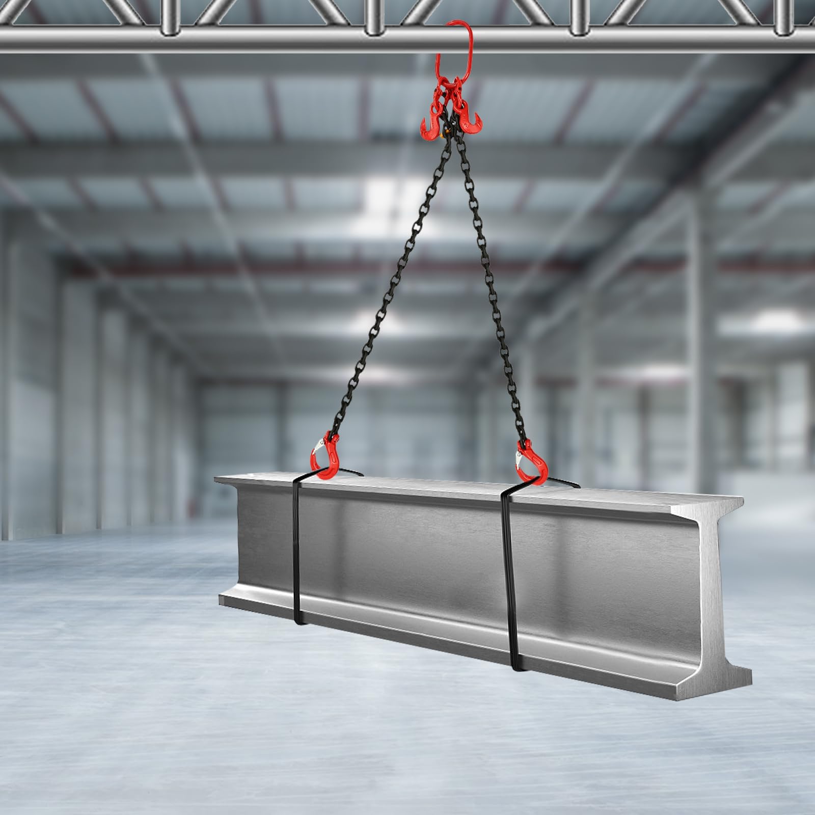 Catena di sollevamento 2 m 2T, forza di carico in acciaio forgiato, catena di sollevamento a 2 fili, gancio per catena per fabbrica, magazzino officina