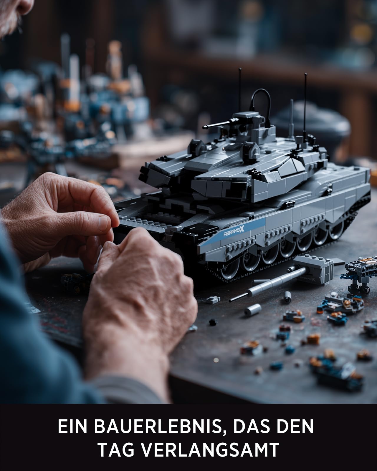 Nifeliz Militär Abrams X Panzer Bauspielzeugsets, Klemmbausteine Panzer Militär Modellbausatz für Erwachsene, eine ideale Geschenkidee für Männer und Frauen (2,136 Teile, NF10300) | Modernes Armee-Hauptpanzer-Modell-Set für Erwachsene zum Bauen und Sammel