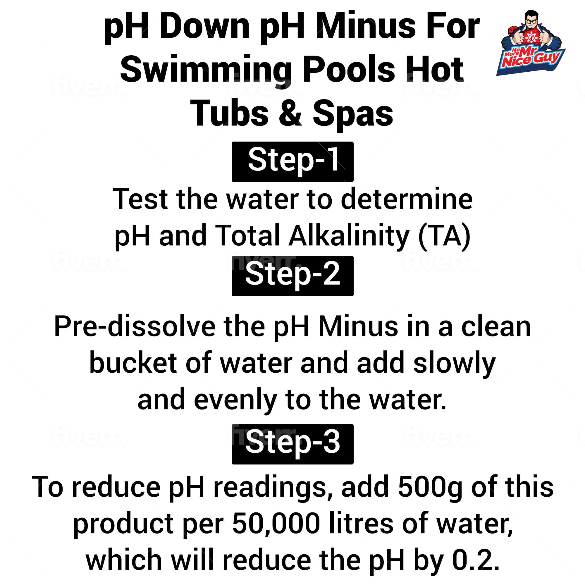 pH Down pH Minus 1.5kg For Swimming Pools Hot Tubs & Spas pH Reducer Lowers pH Levels in Pools & Hot Tubs Total Alkalinity TA Control Decreases pH Levels No More Mr Nice Guy - Image 3