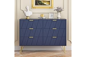 Chic Teal Dresser: UEV 6-Drawer Storage Chest for Modern Interiors