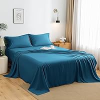 Vista 24 de HENGWEI - Juego de sábanas de satén, tamaño Cal King, 4 piezas sedosas con bolsillo profundo, juego de ropa de cama suave de lujo, transpirable