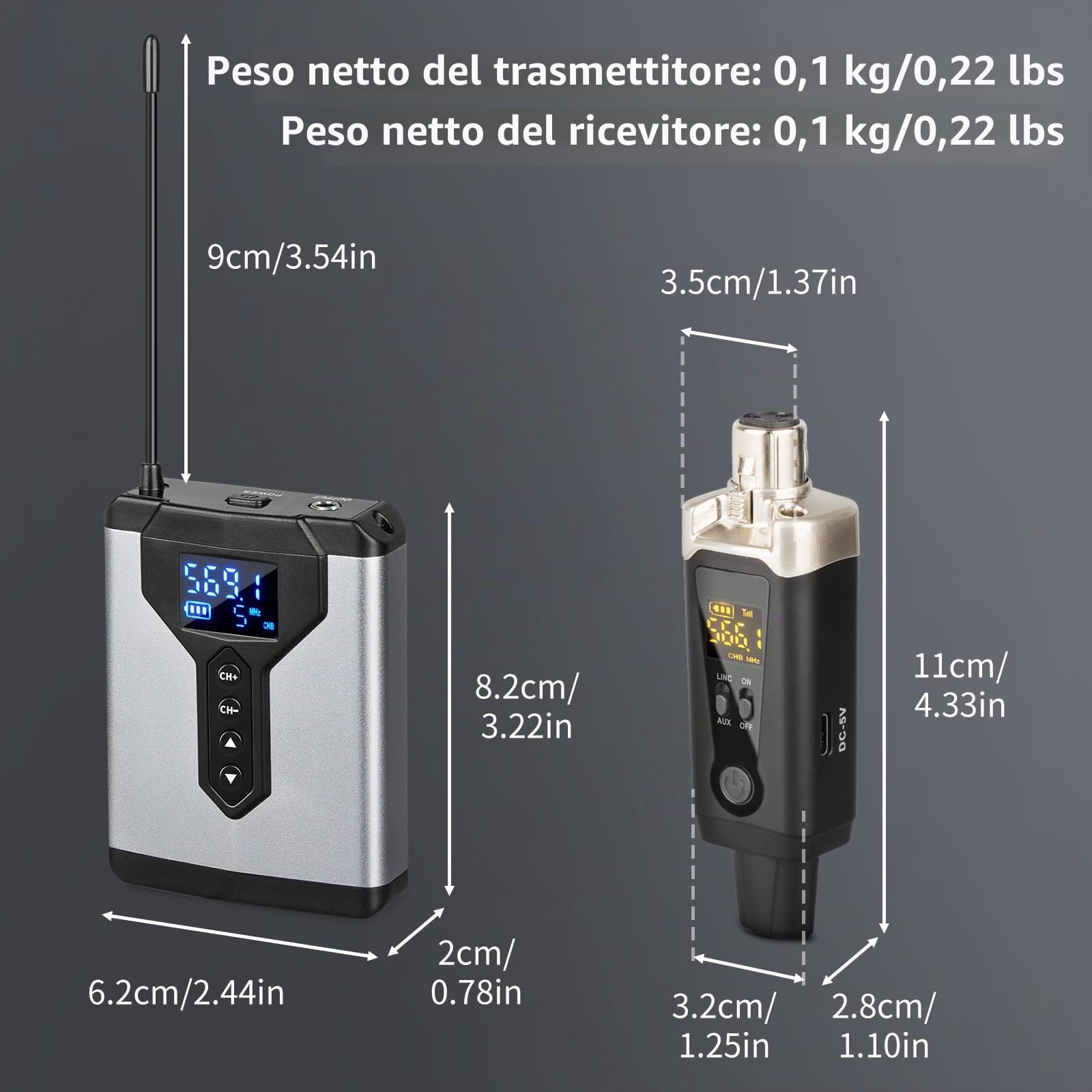 Depusheng T9-2 Sistema di monitoraggio in-ear wireless con trasmettitore e ricevitore a clip, accoppiamento automatico, monitoraggio in-ear per studio, chitarra, DJ, esibizioni dal vivo
