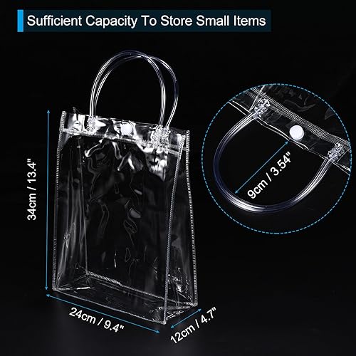 Miniatura 2 de PATIKIL Paquete de 10 bolsas de regalo de PVC transparente, 13.4 x 9.4 x 4.7 pulgadas, reutilizables, mini bolsa de plástico transparente con asas