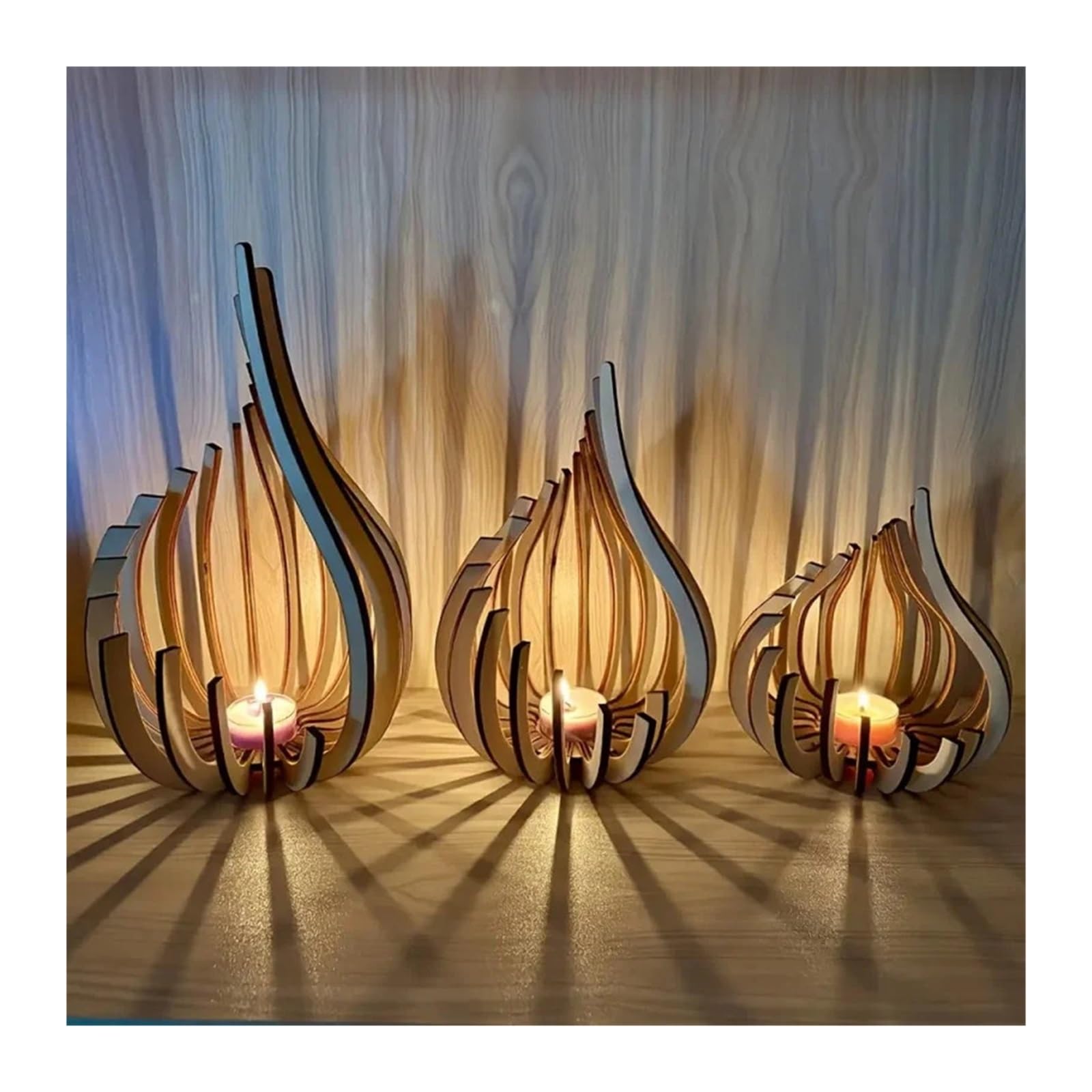 Portavelas de Madera Portavelas Hecho a Mano con Obras de Arte Madera. Decoración navideña/de Escritorio, decoración romántica for Cena a la luz Las Velas