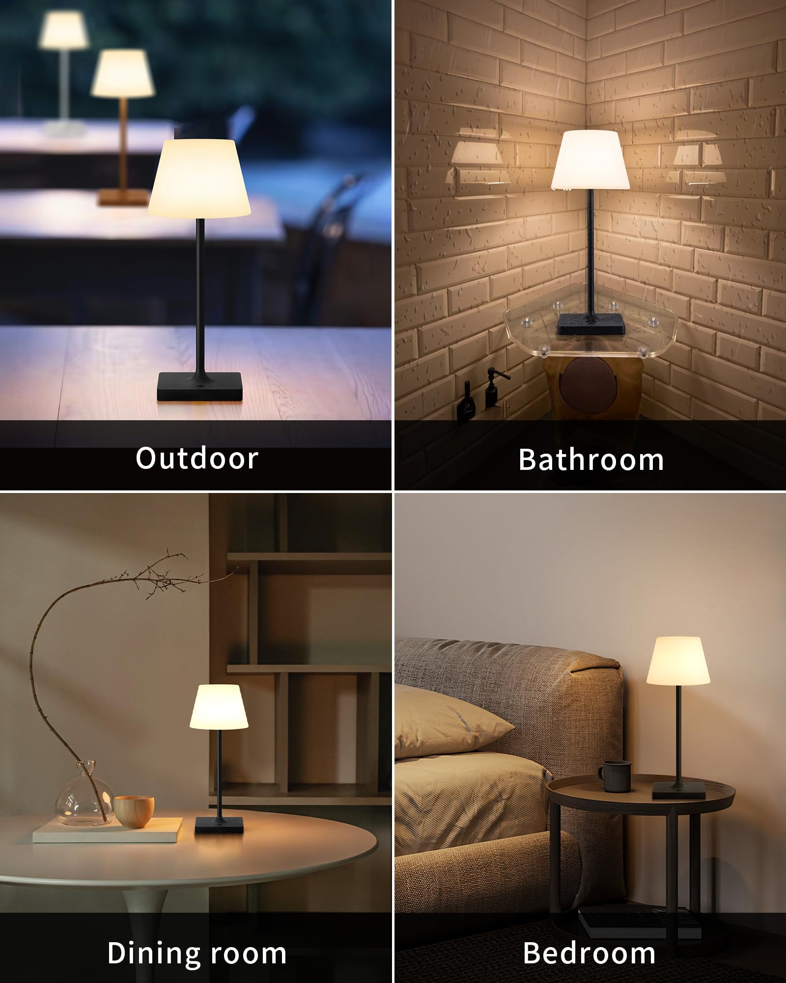 NEWSEE Lampada da tavolo portatile senza fili, impermeabile, 5000 mAh, alimentata a batteria ricaricabile, dimmerabile, lampada da scrivania a LED, moderna luce notturna per bambini, per camera da