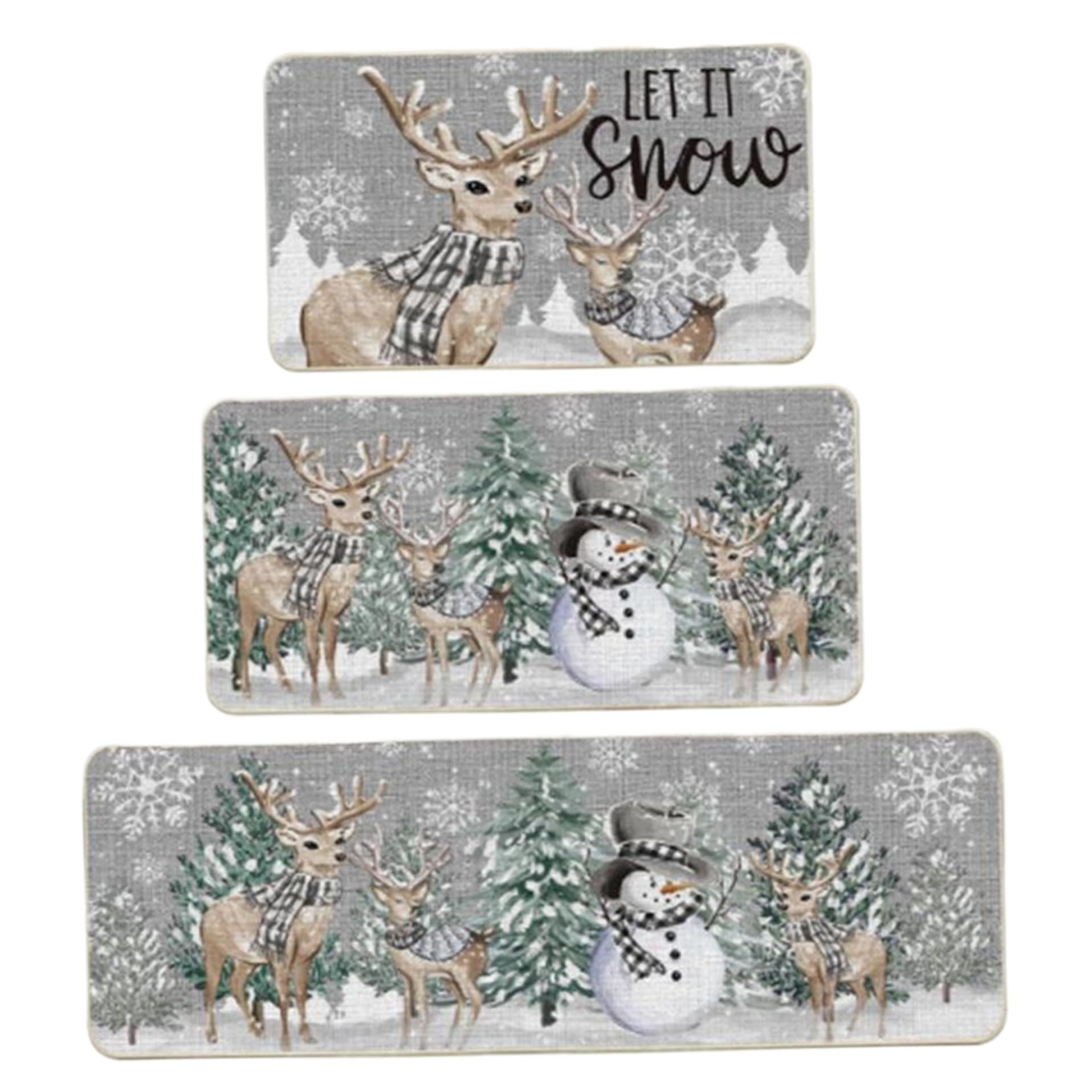 Tapis de cuisine de Noël : ensemble de 3 tapis renne en polyester absorbant