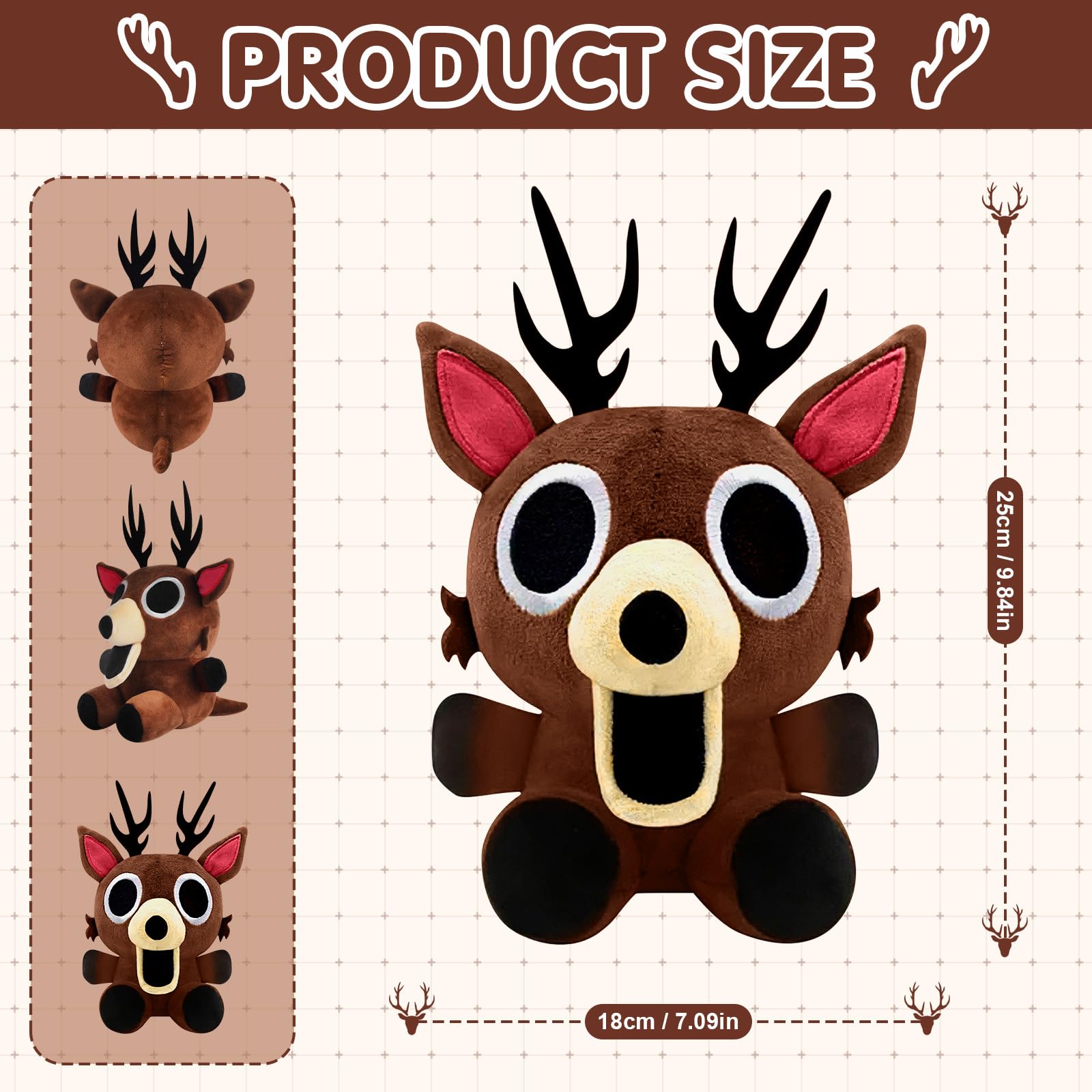 lunule 99 Nights in the Forest Deer Plush Soft Stuffed Animal Toy Cute Deer Monster Plushie for Kids Boys Girls Official 99 Nights in the Forest Game Character Collectible Cozy Pillow Home (1 pcs) - Image 2